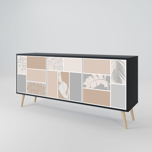 Credenza TROPICAL SHAPES a 3 ante in finitura nera