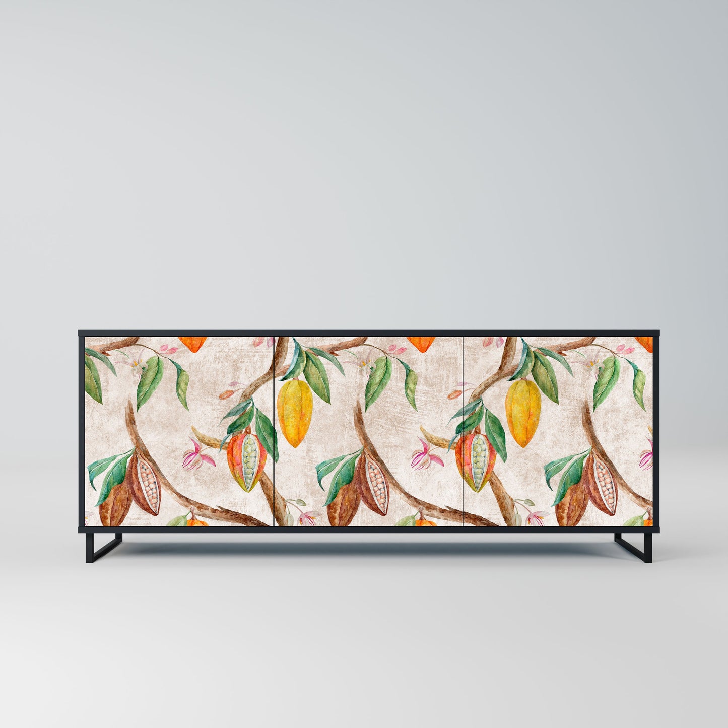 Credenza a 3 ante COCOA FRUITS in finitura nera
