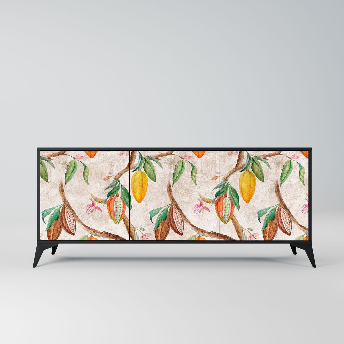 Credenza a 3 ante COCOA FRUITS in finitura nera
