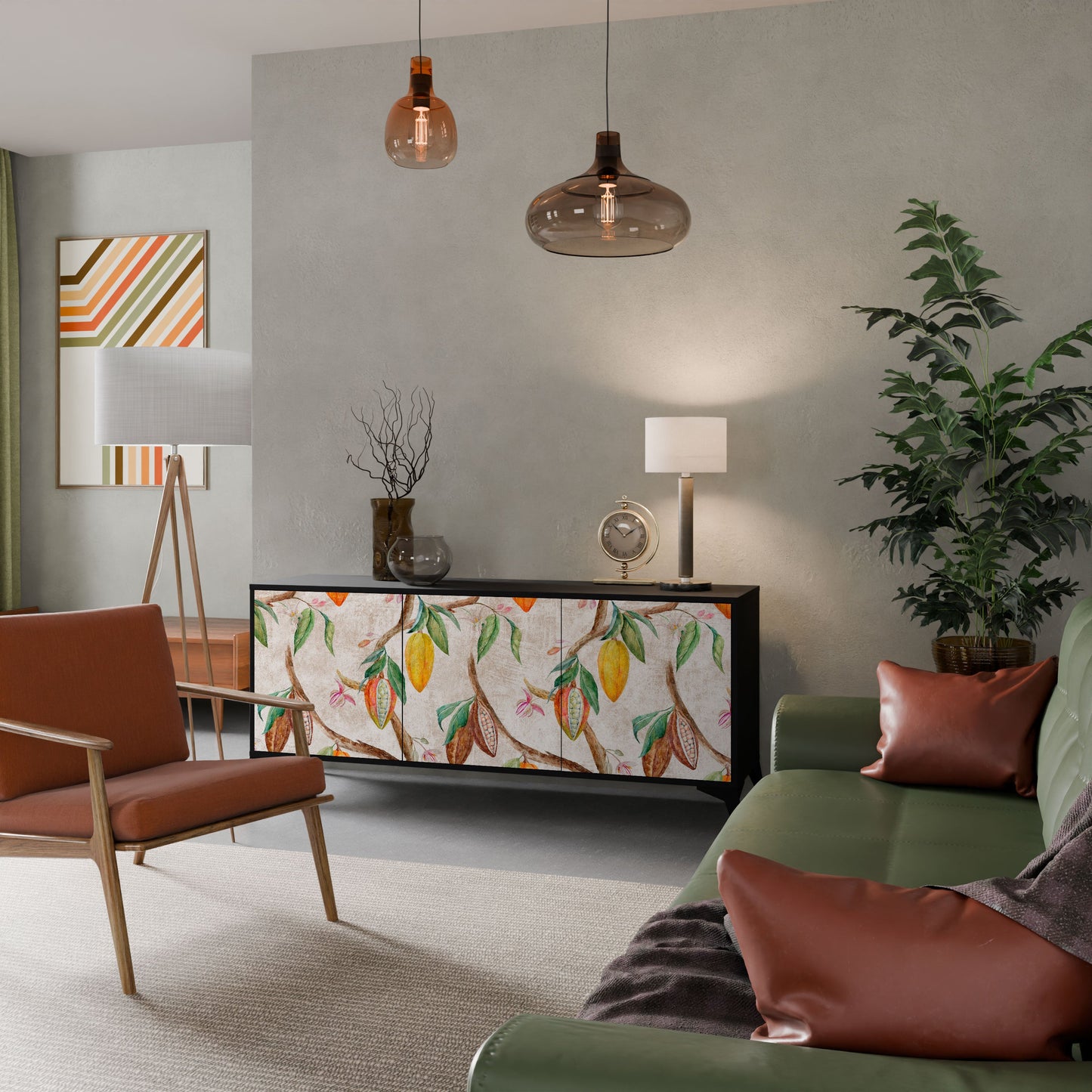 Credenza a 3 ante COCOA FRUITS in finitura nera