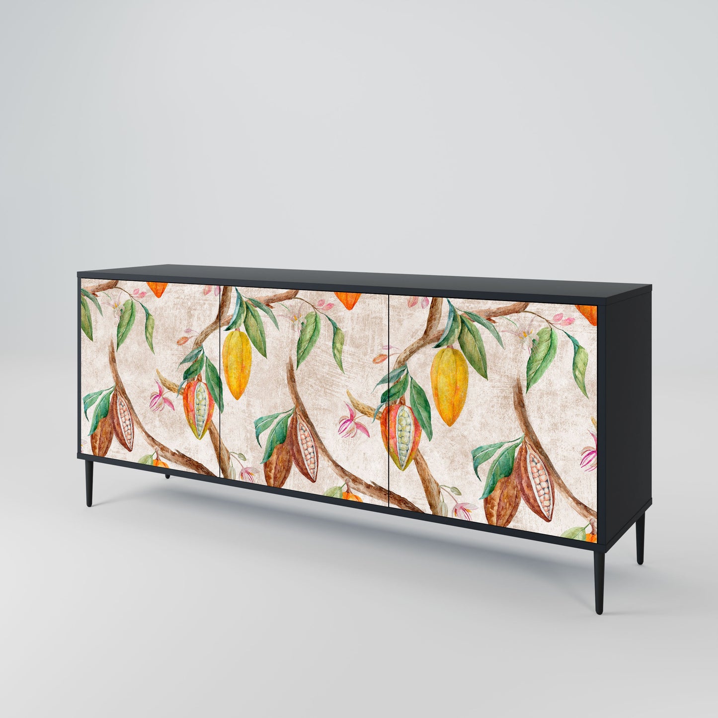 Credenza a 3 ante COCOA FRUITS in finitura nera