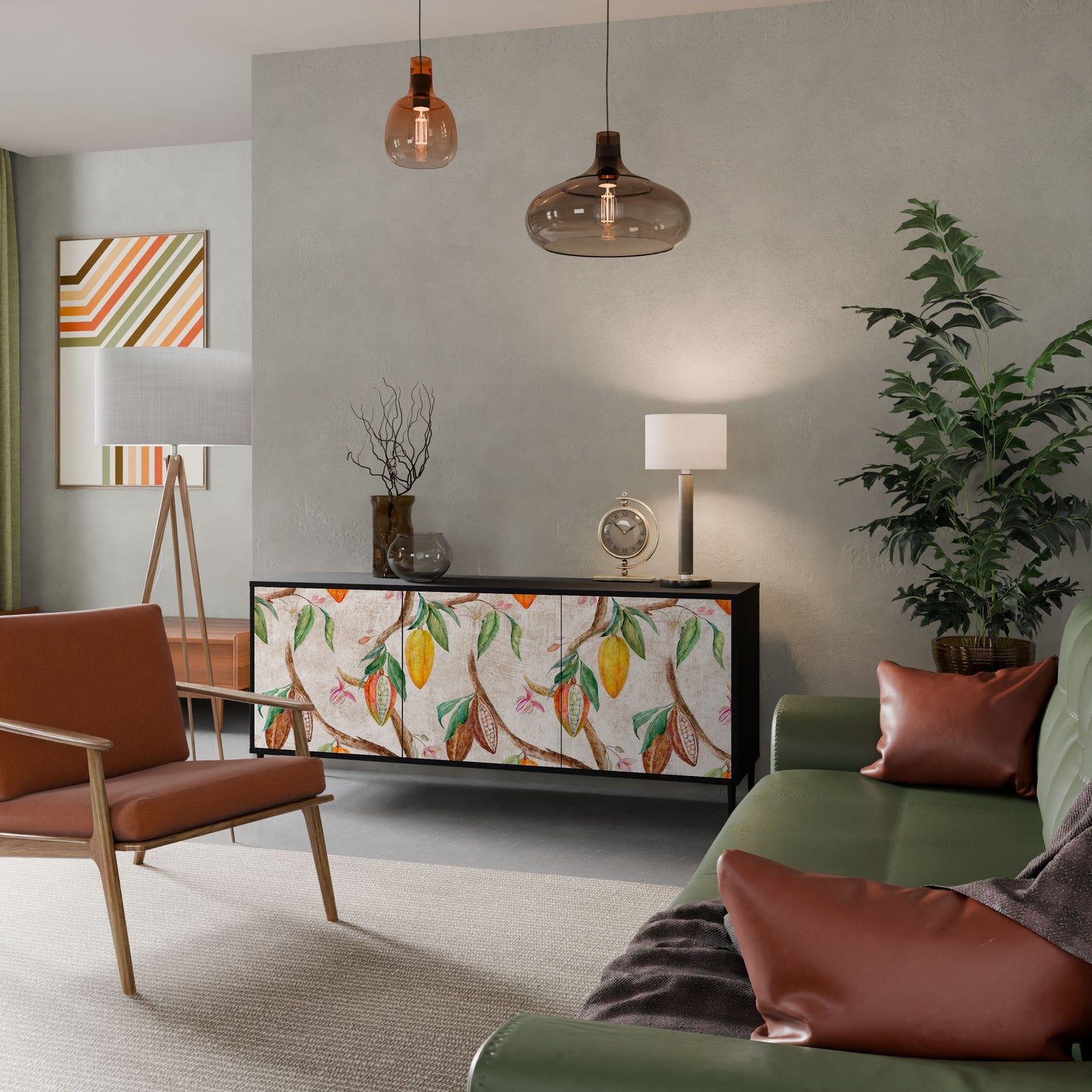 Credenza a 3 ante COCOA FRUITS in finitura nera