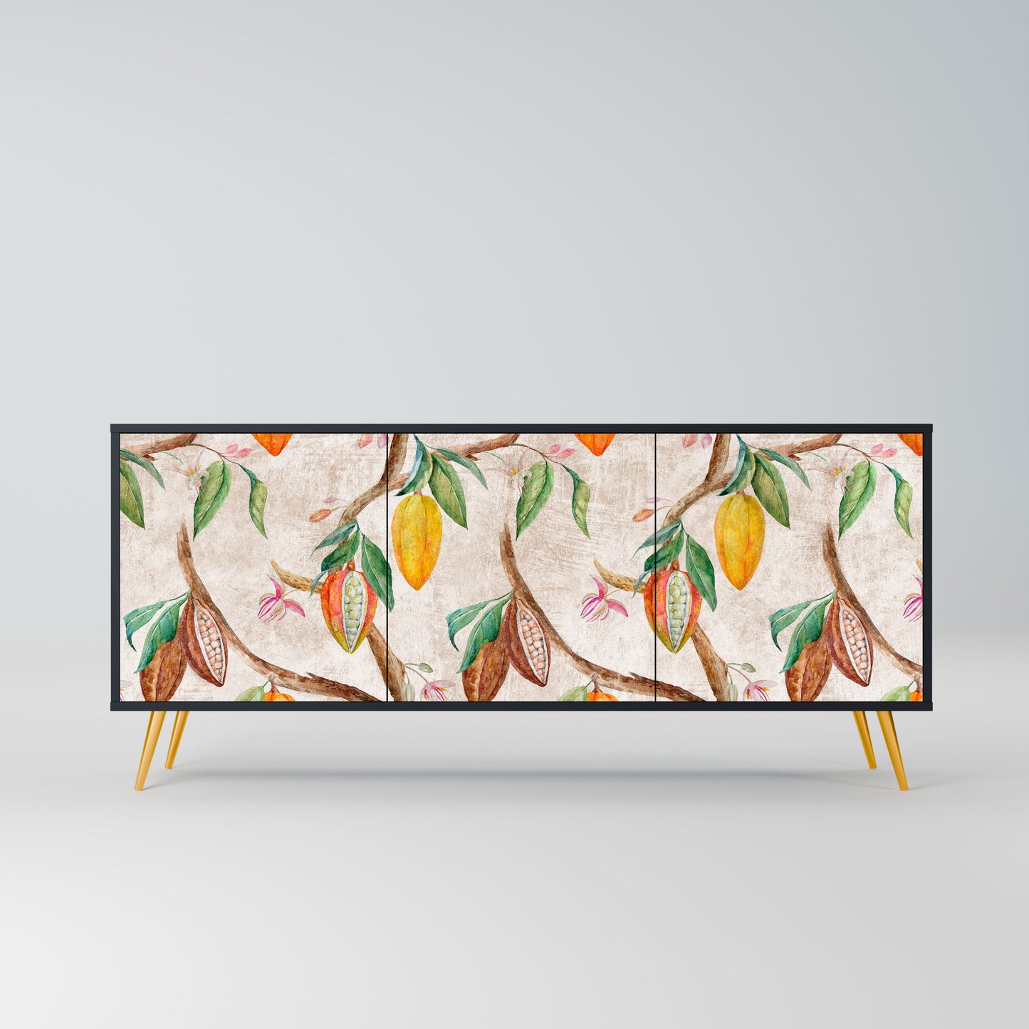 Credenza a 3 ante COCOA FRUITS in finitura nera