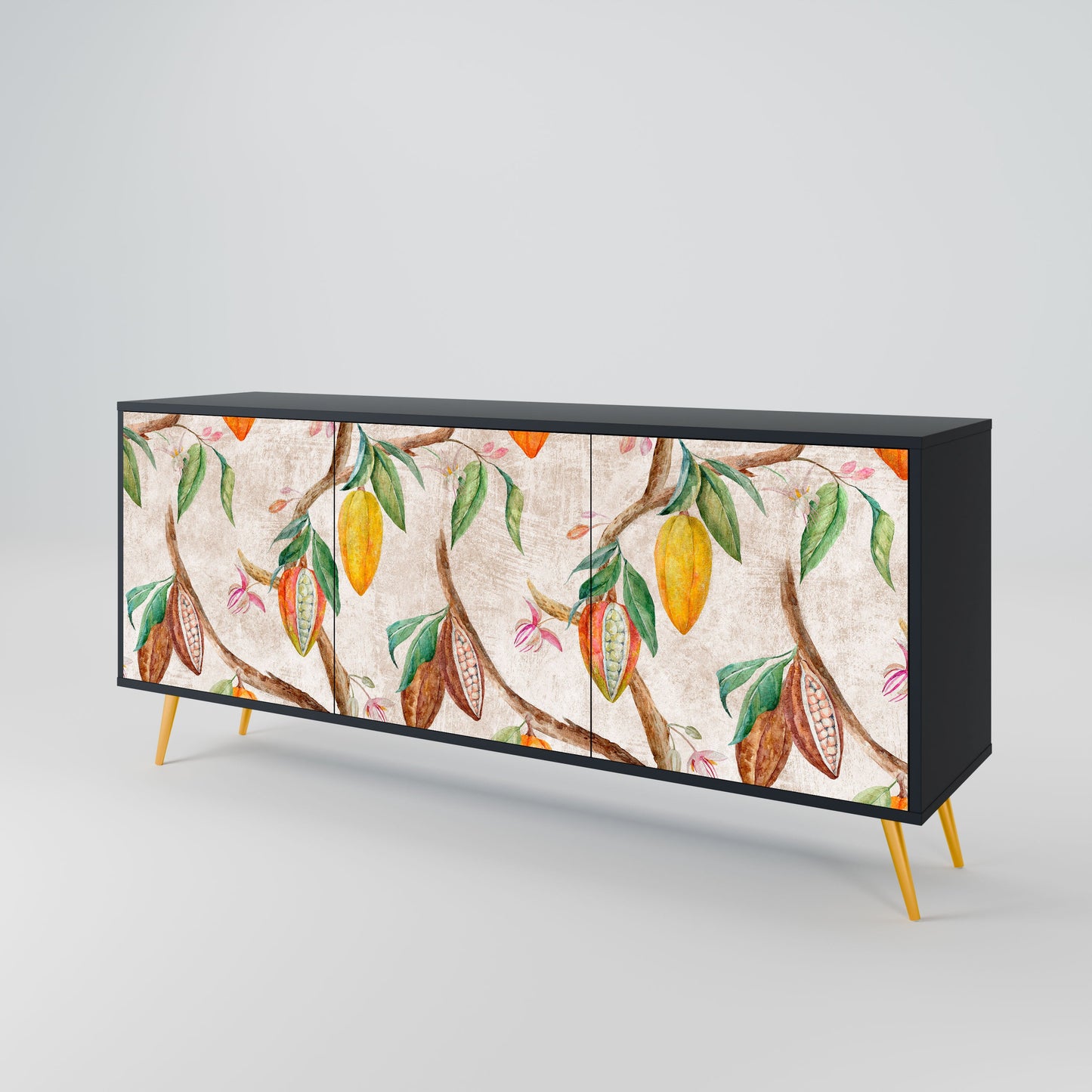 Credenza a 3 ante COCOA FRUITS in finitura nera