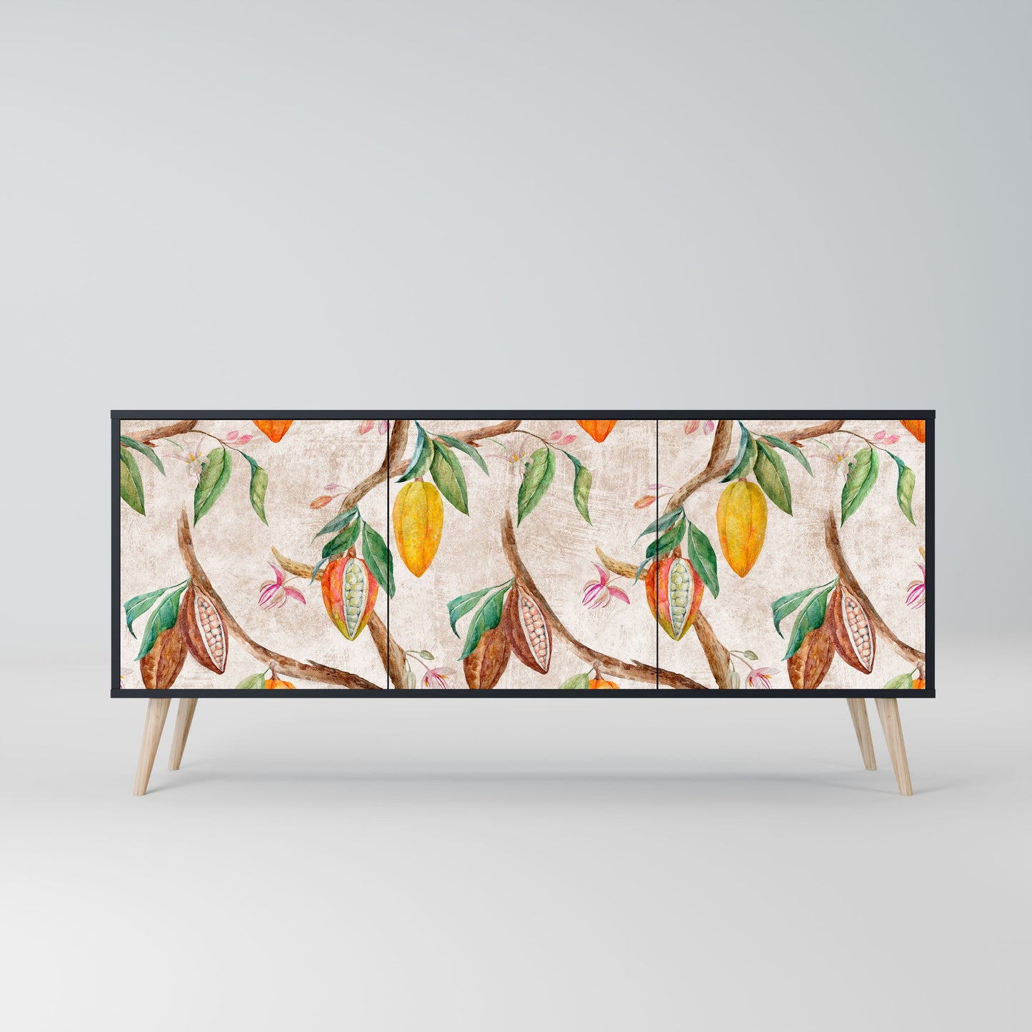 Credenza a 3 ante COCOA FRUITS in finitura nera