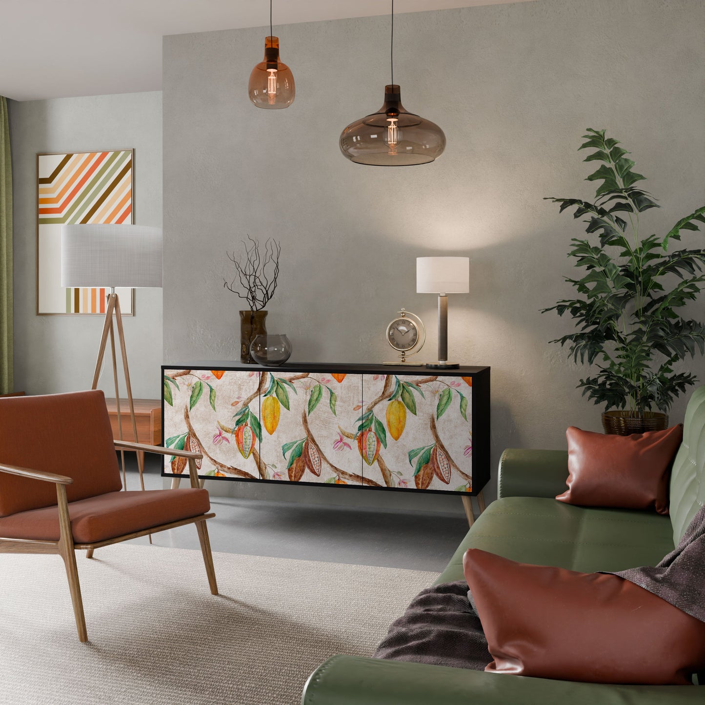 Credenza a 3 ante COCOA FRUITS in finitura nera