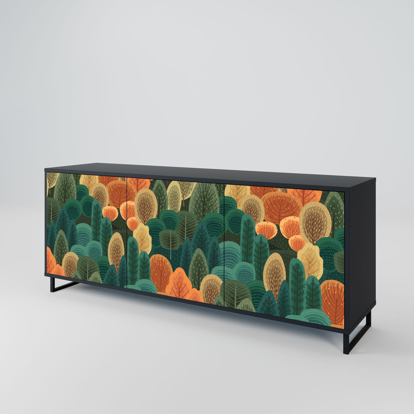 Credenza AUTUMN KALEIDOSCOPE a 3 ante in finitura nera