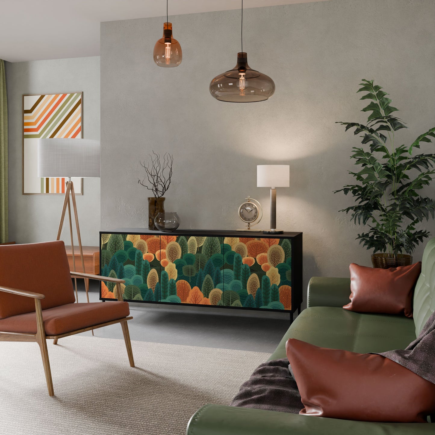 Credenza AUTUMN KALEIDOSCOPE a 3 ante in finitura nera