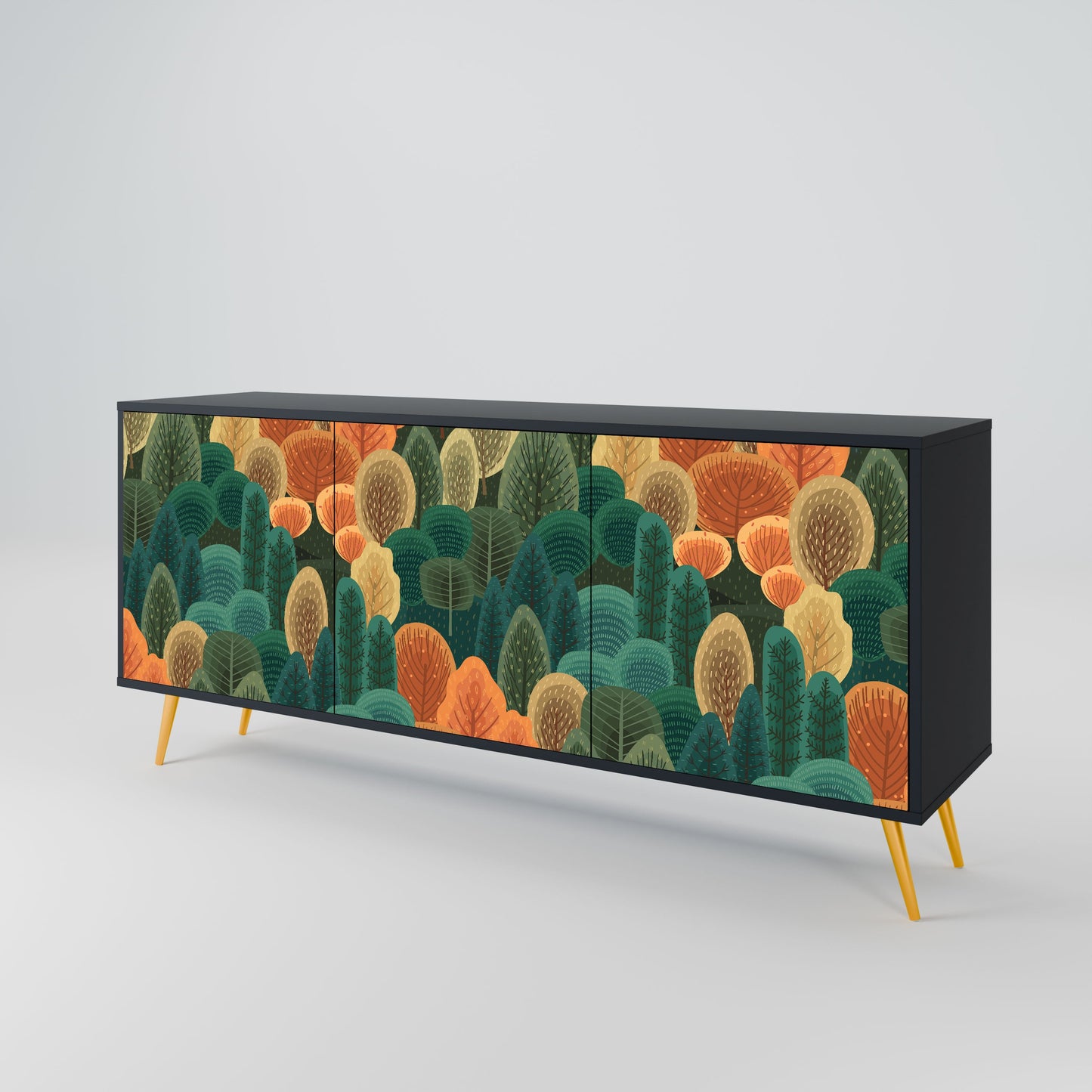 Credenza AUTUMN KALEIDOSCOPE a 3 ante in finitura nera