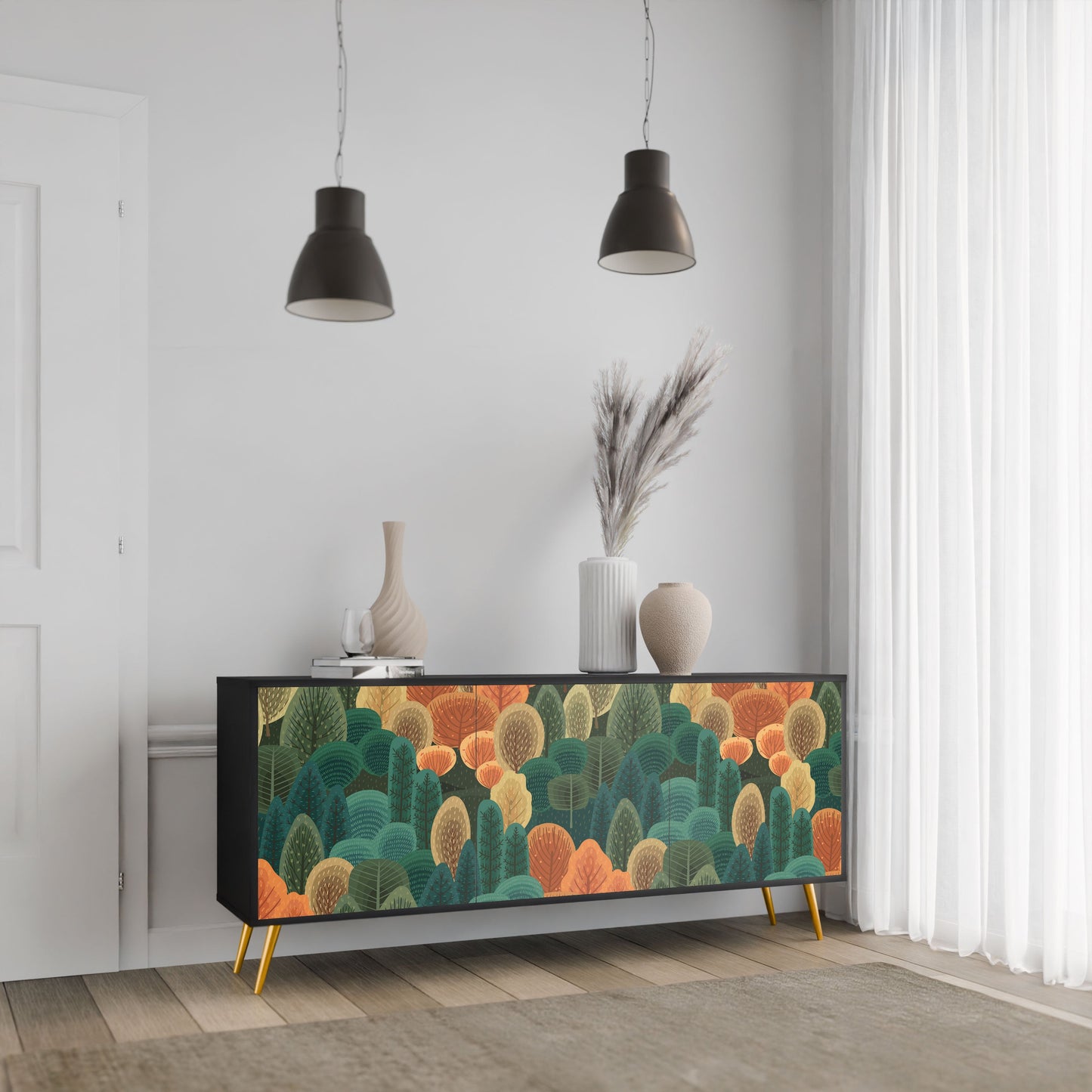 Credenza AUTUMN KALEIDOSCOPE a 3 ante in finitura nera