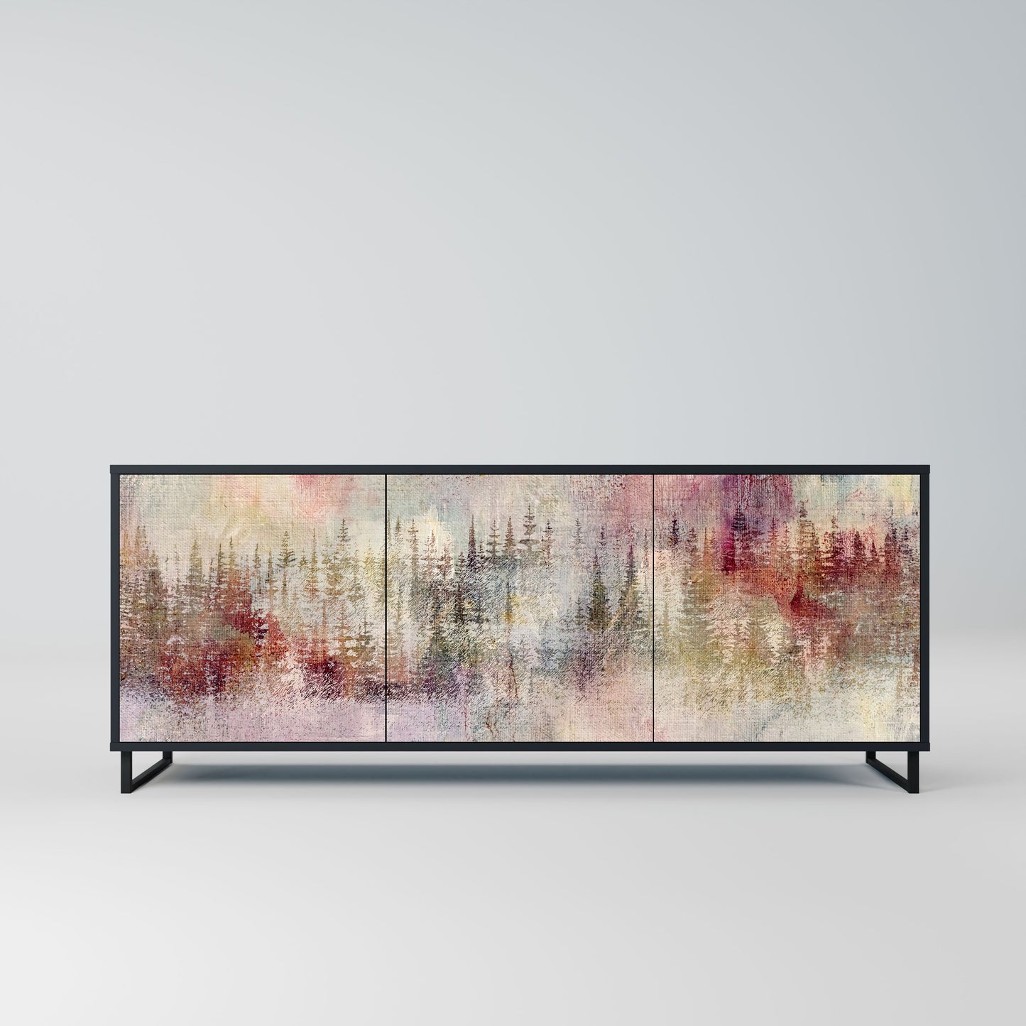 Credenza VEILED SUMMIT a 3 ante in finitura nera