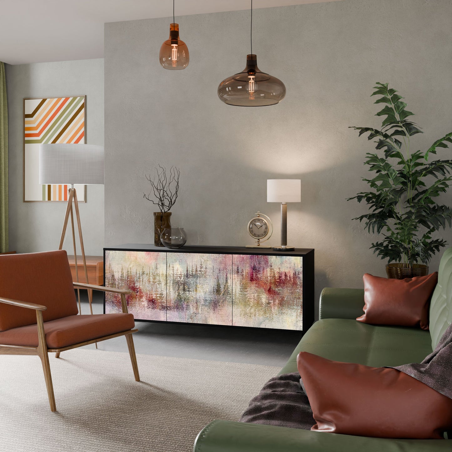 Credenza VEILED SUMMIT a 3 ante in finitura nera