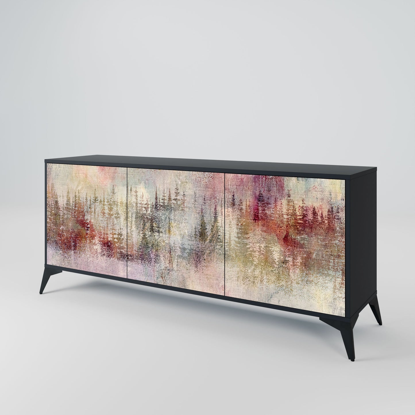 Credenza VEILED SUMMIT a 3 ante in finitura nera
