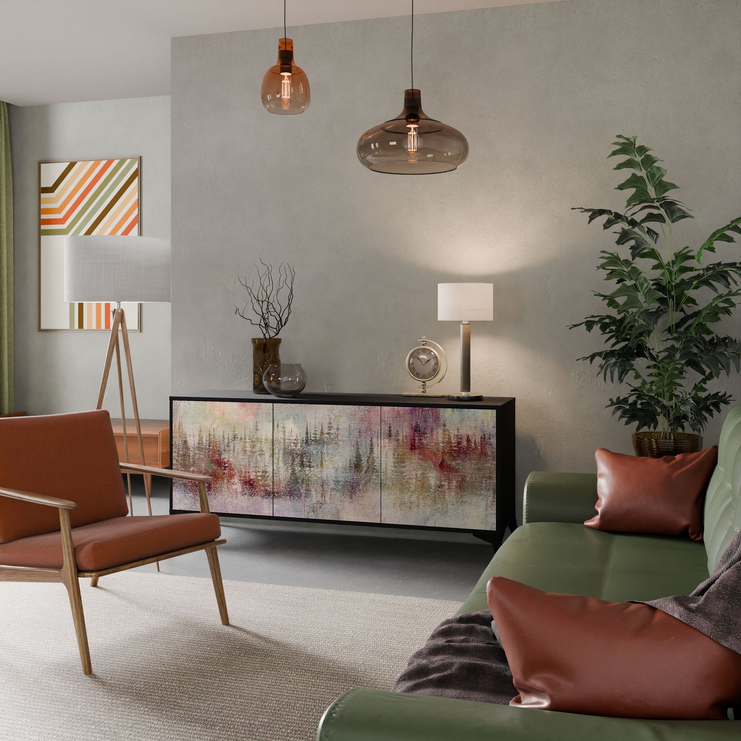 Credenza VEILED SUMMIT a 3 ante in finitura nera