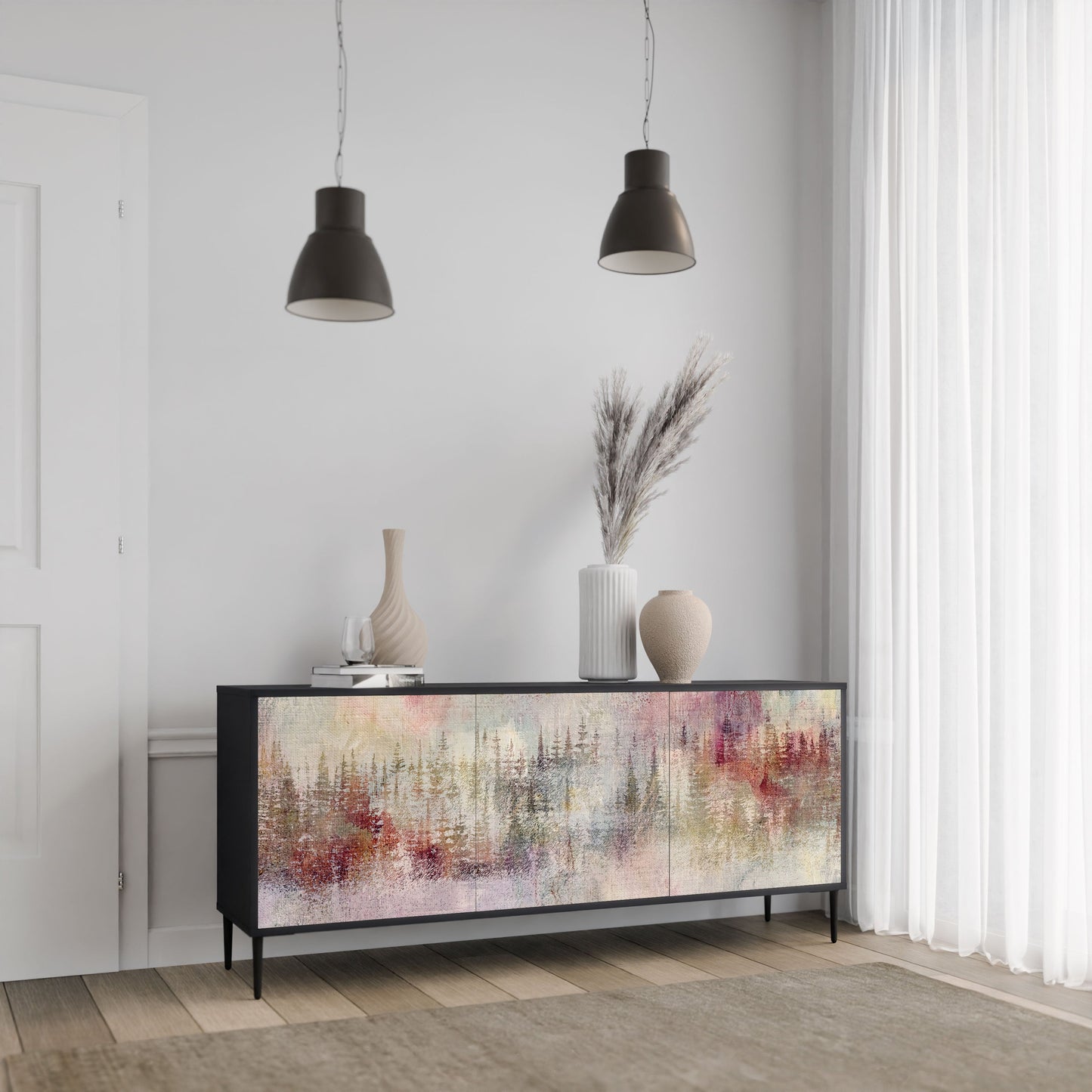 Credenza VEILED SUMMIT a 3 ante in finitura nera