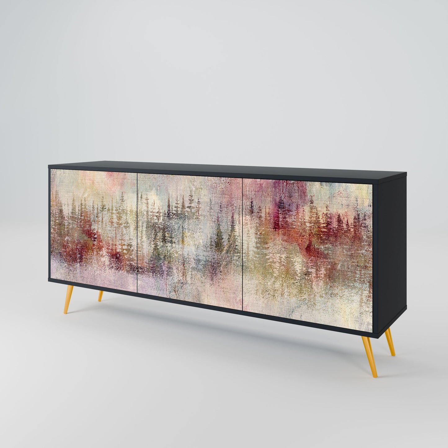 Credenza VEILED SUMMIT a 3 ante in finitura nera