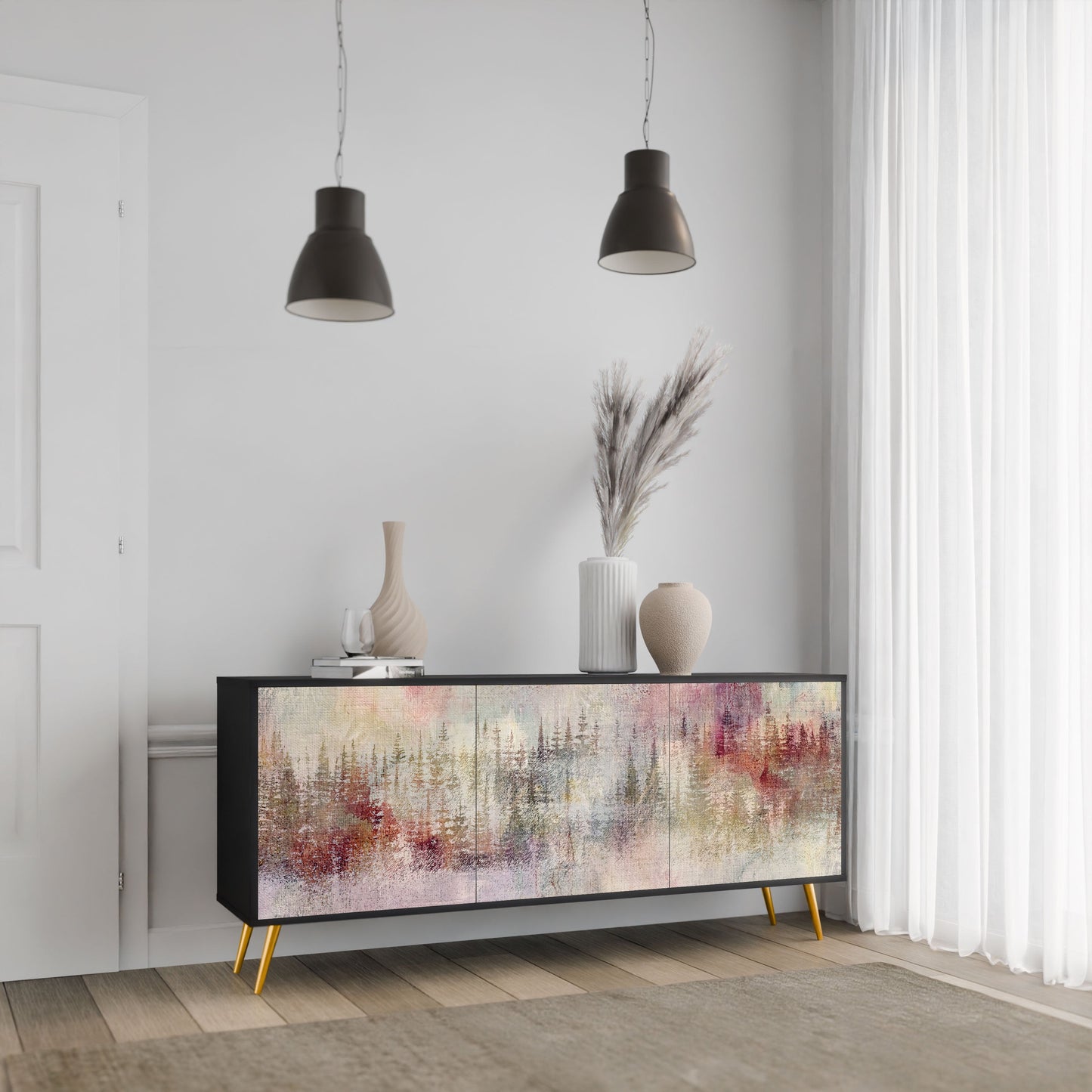 Credenza VEILED SUMMIT a 3 ante in finitura nera