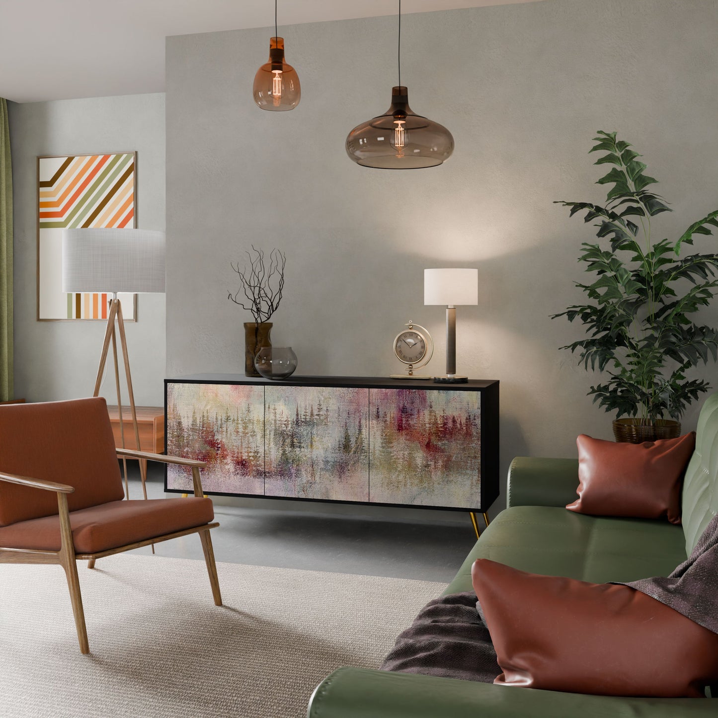 Credenza VEILED SUMMIT a 3 ante in finitura nera