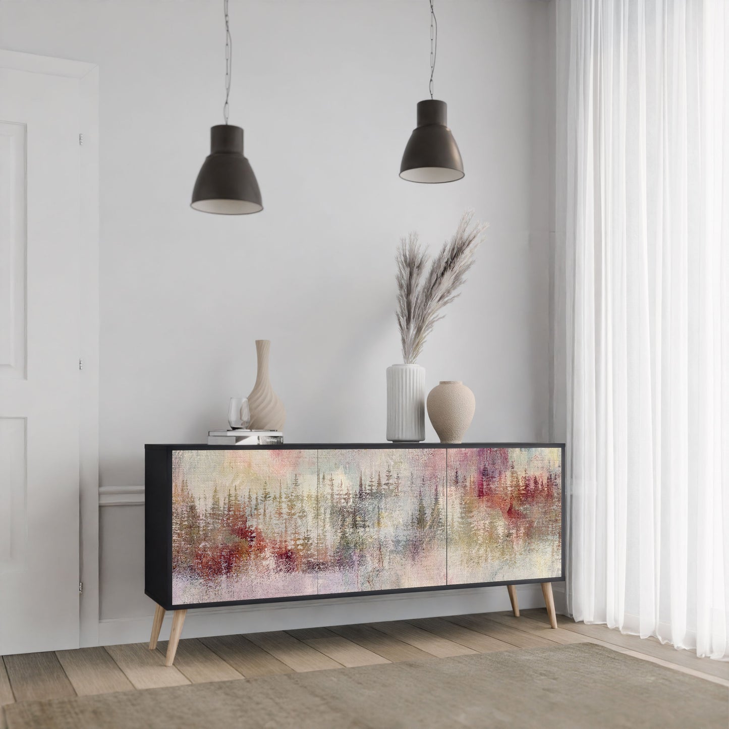 Credenza VEILED SUMMIT a 3 ante in finitura nera
