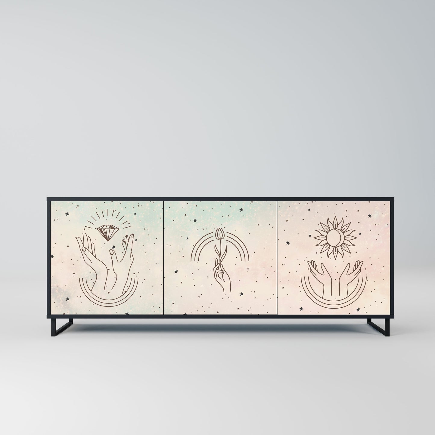 Credenza DELICATE BEAUTY a 3 ante in finitura nera
