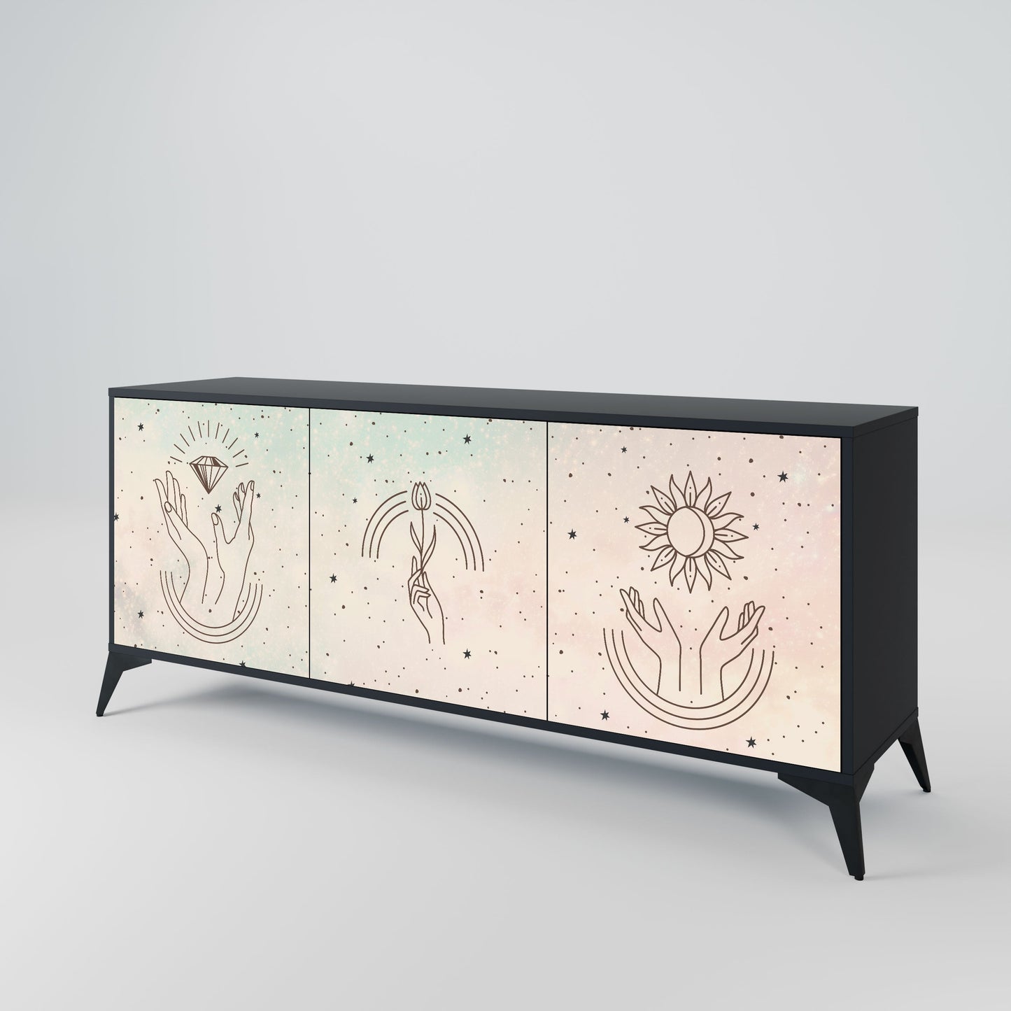 Credenza DELICATE BEAUTY a 3 ante in finitura nera