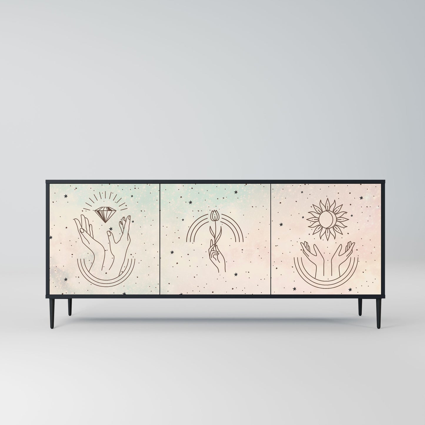 Credenza DELICATE BEAUTY a 3 ante in finitura nera