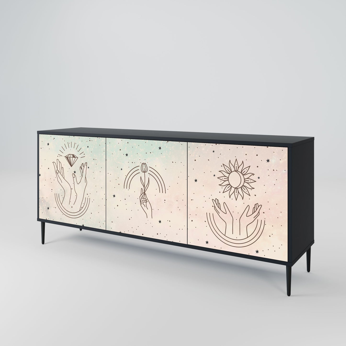 Credenza DELICATE BEAUTY a 3 ante in finitura nera