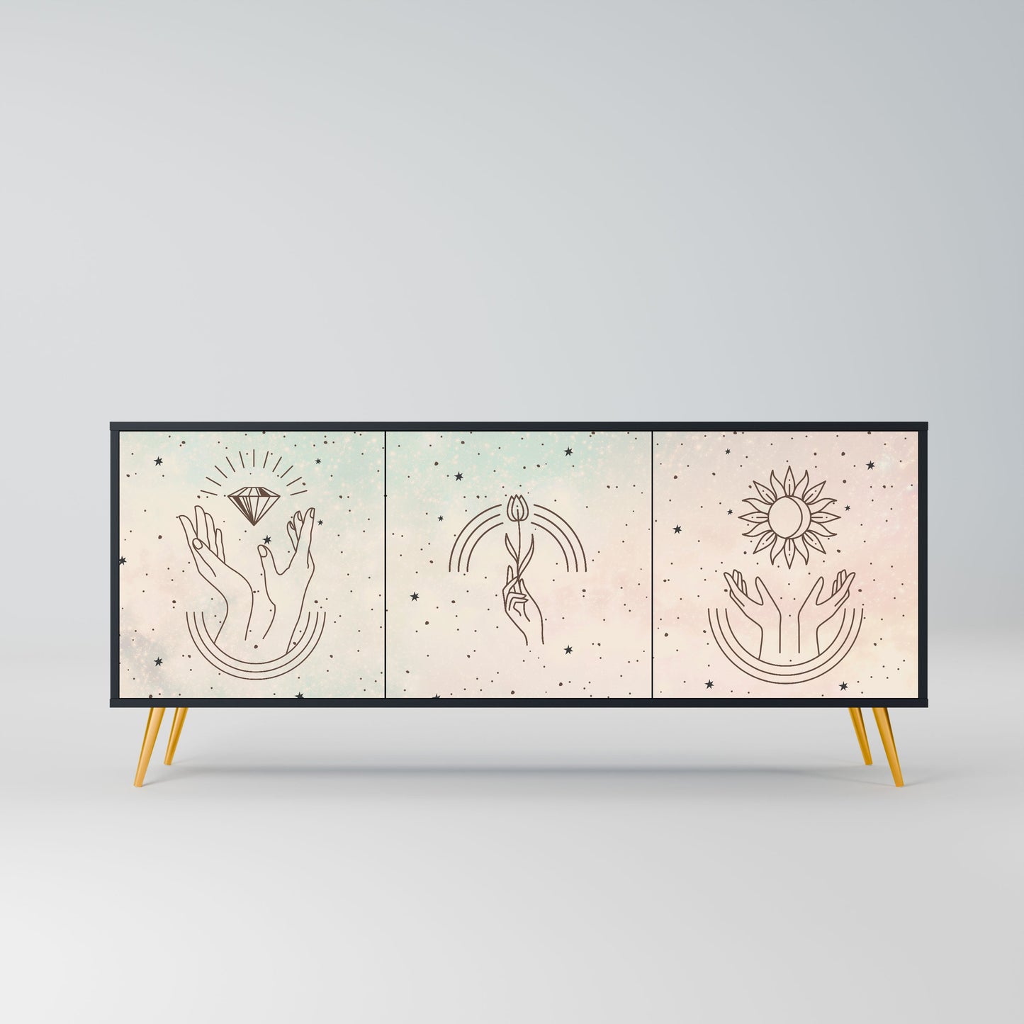 Credenza DELICATE BEAUTY a 3 ante in finitura nera