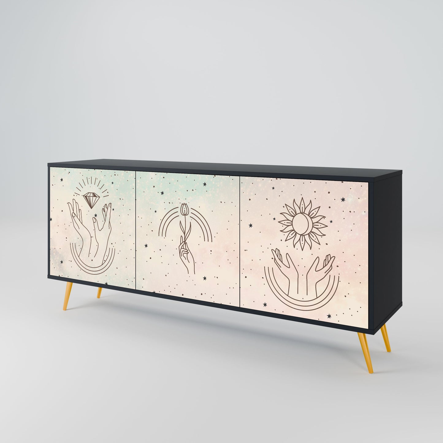 Credenza DELICATE BEAUTY a 3 ante in finitura nera