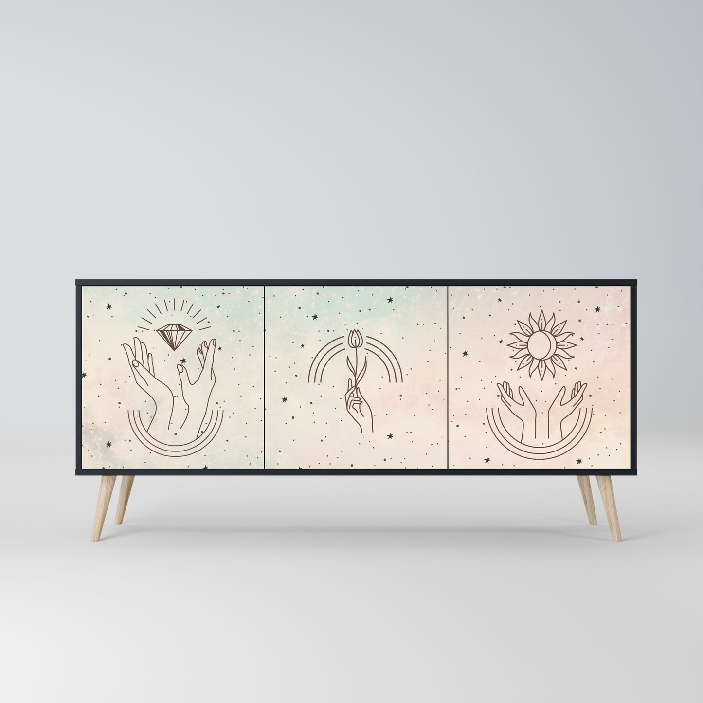 Credenza DELICATE BEAUTY a 3 ante in finitura nera