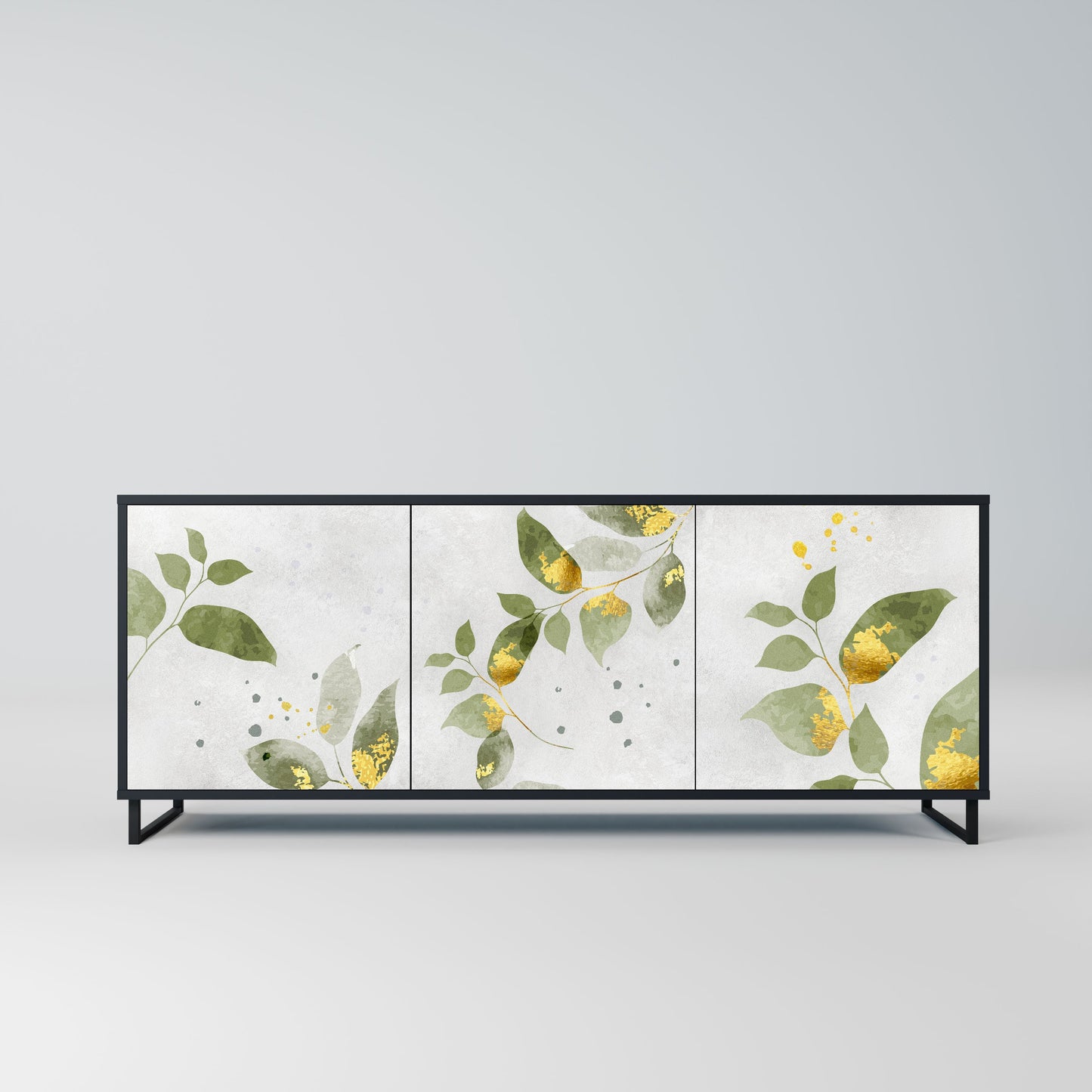 Credenza ELEGANT BOTANICS a 3 ante in finitura nera