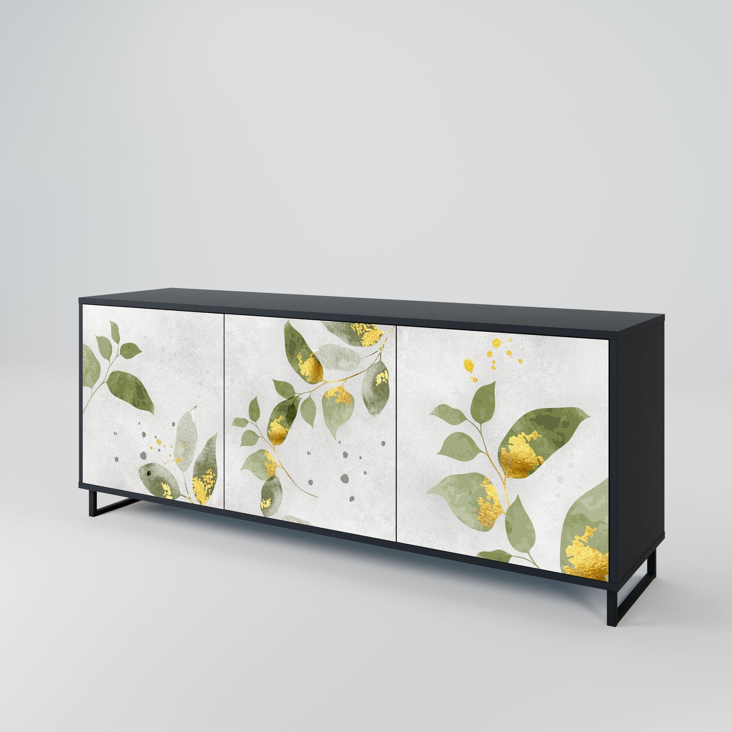 Credenza ELEGANT BOTANICS a 3 ante in finitura nera