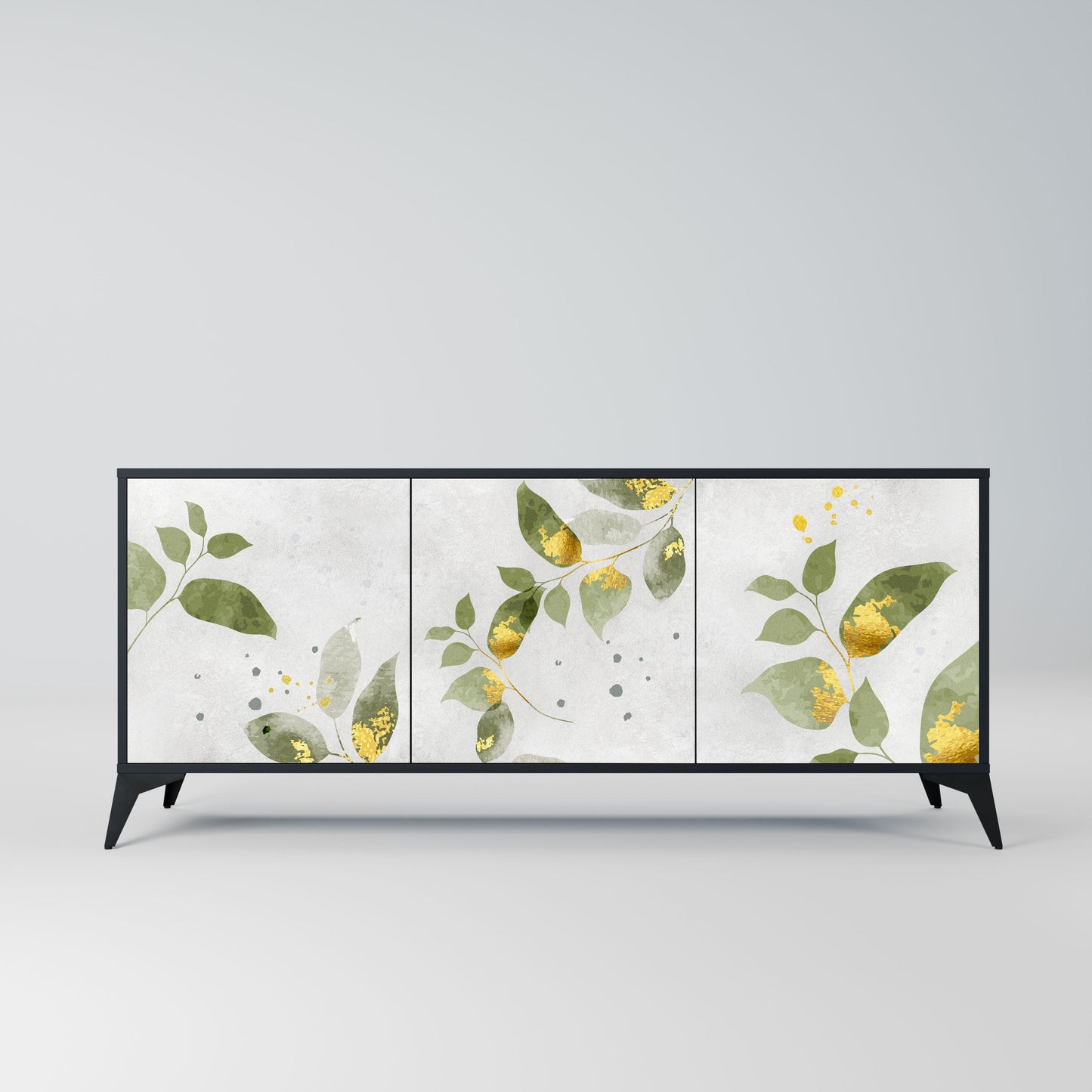 Credenza ELEGANT BOTANICS a 3 ante in finitura nera