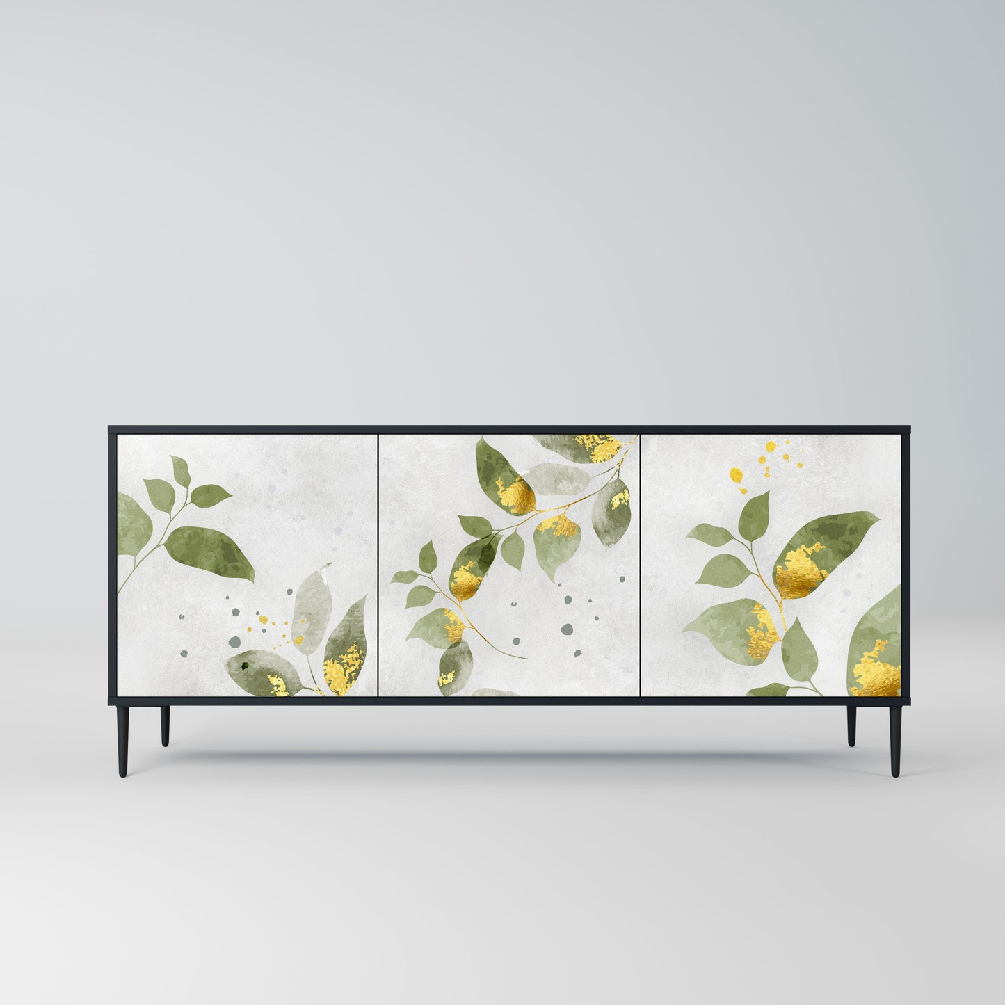 Credenza ELEGANT BOTANICS a 3 ante in finitura nera