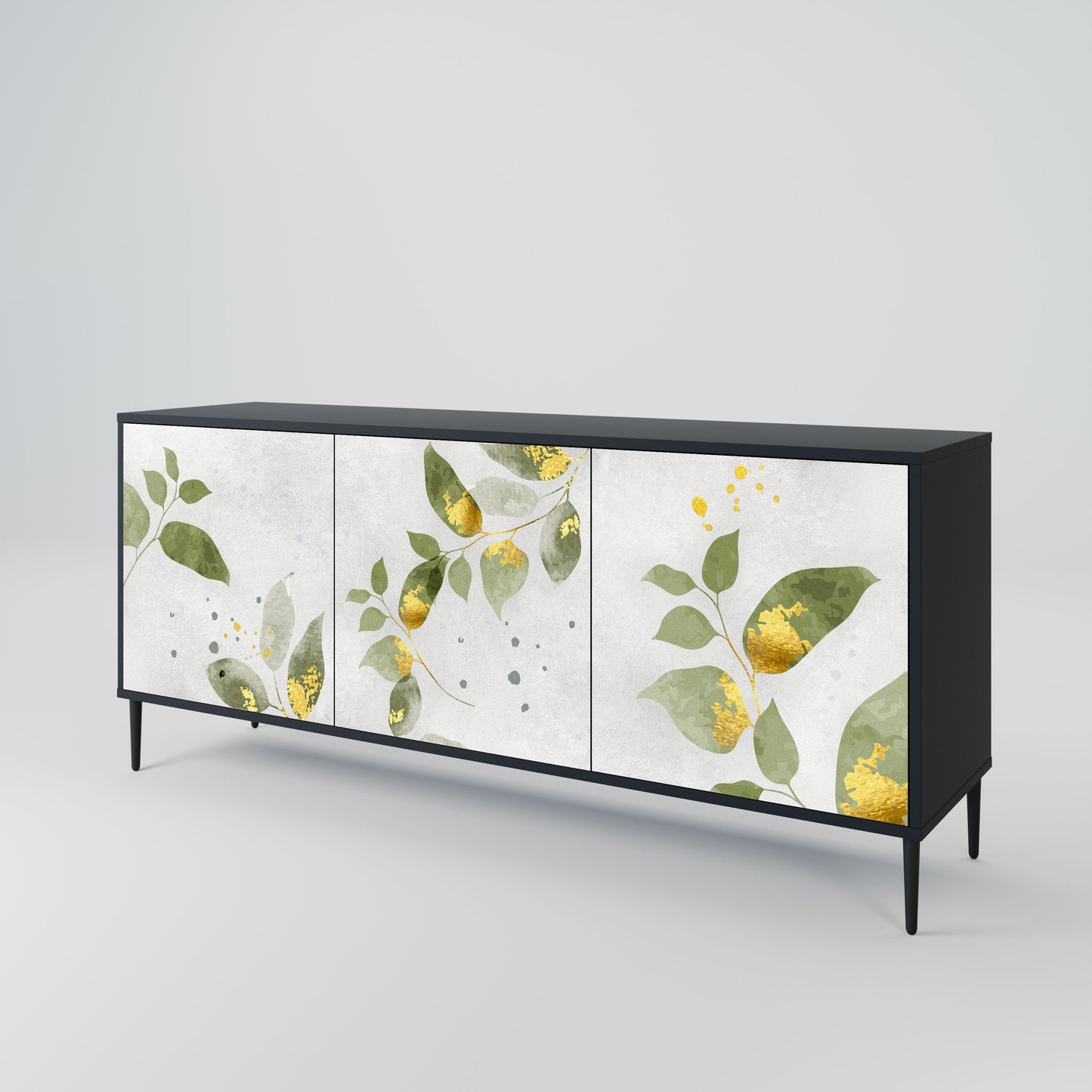 Credenza ELEGANT BOTANICS a 3 ante in finitura nera