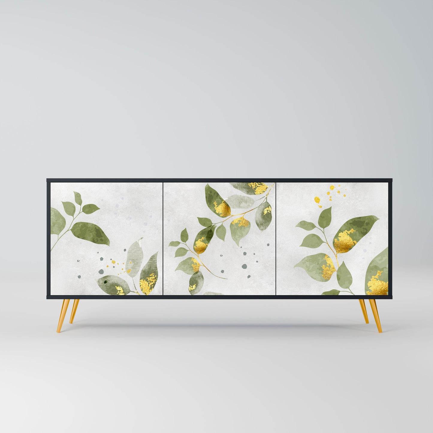 Credenza ELEGANT BOTANICS a 3 ante in finitura nera