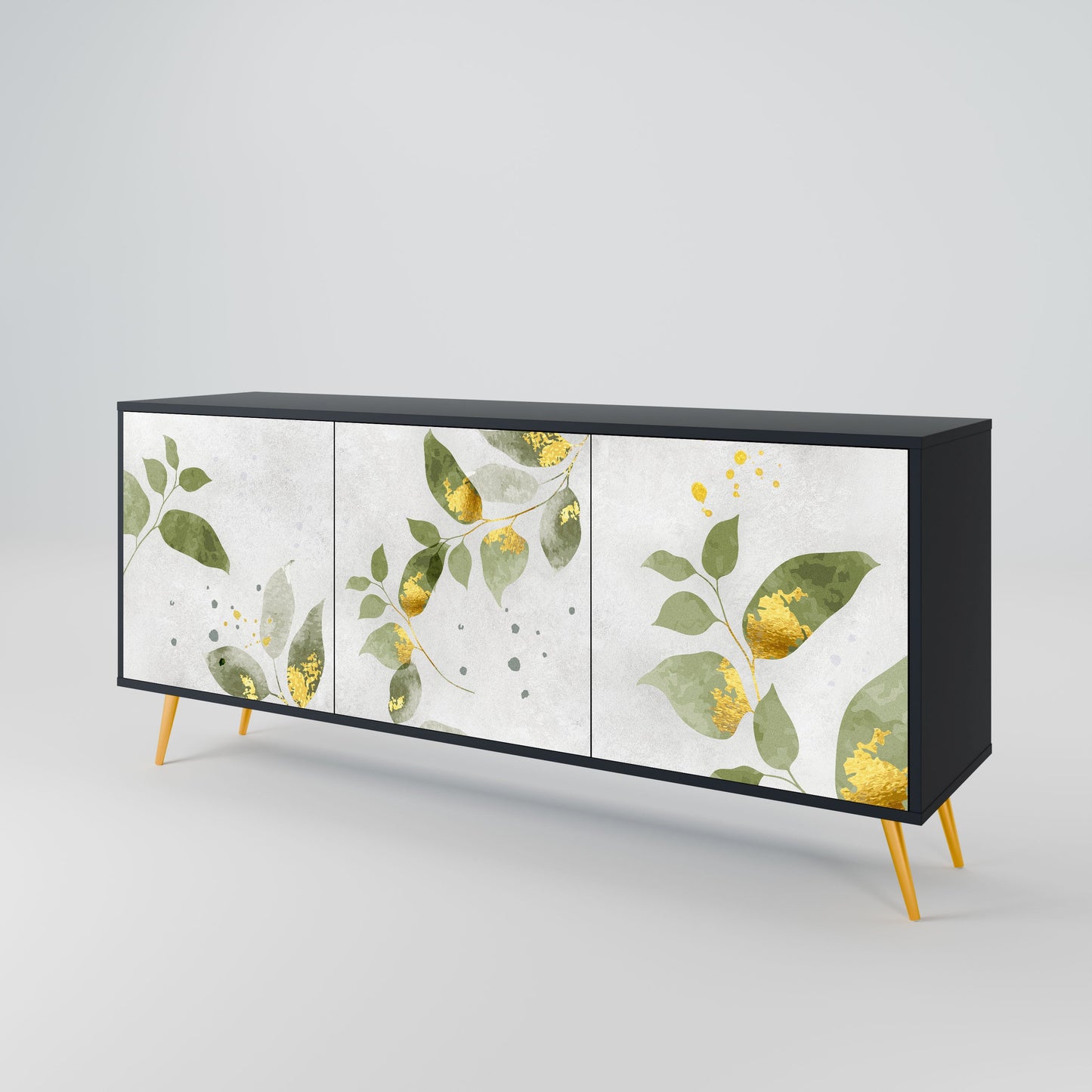 Credenza ELEGANT BOTANICS a 3 ante in finitura nera