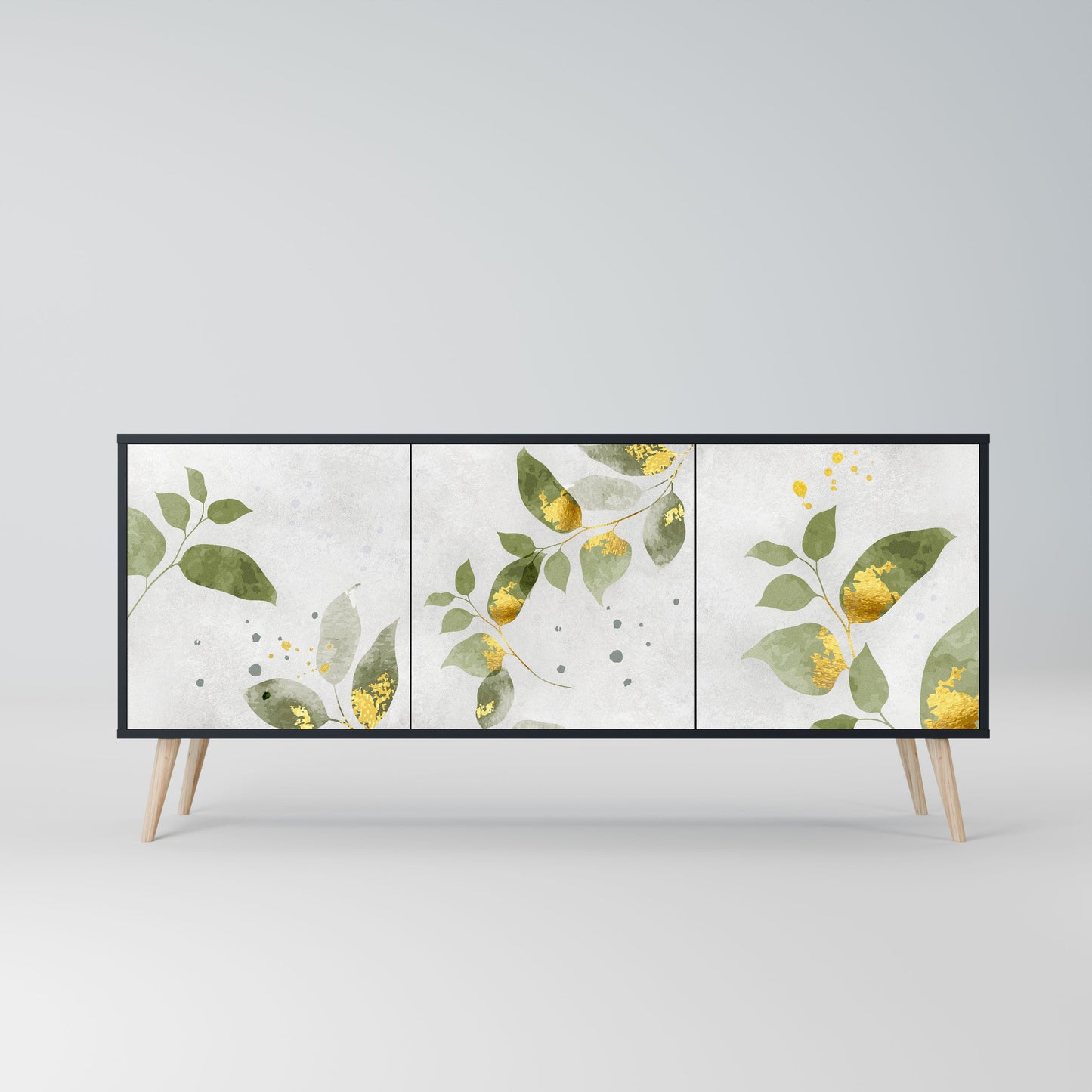 Credenza ELEGANT BOTANICS a 3 ante in finitura nera