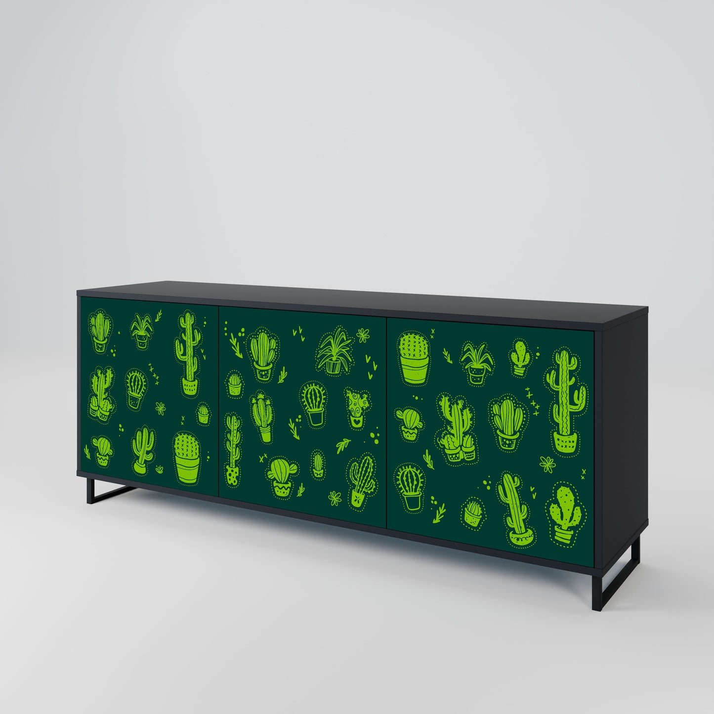 Credenza DESERT GREEN a 3 ante in finitura nera
