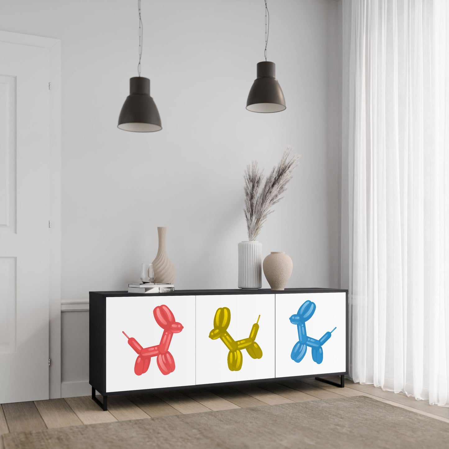 Credenza a 3 ante CHILDHOOD MEMORY in finitura nera