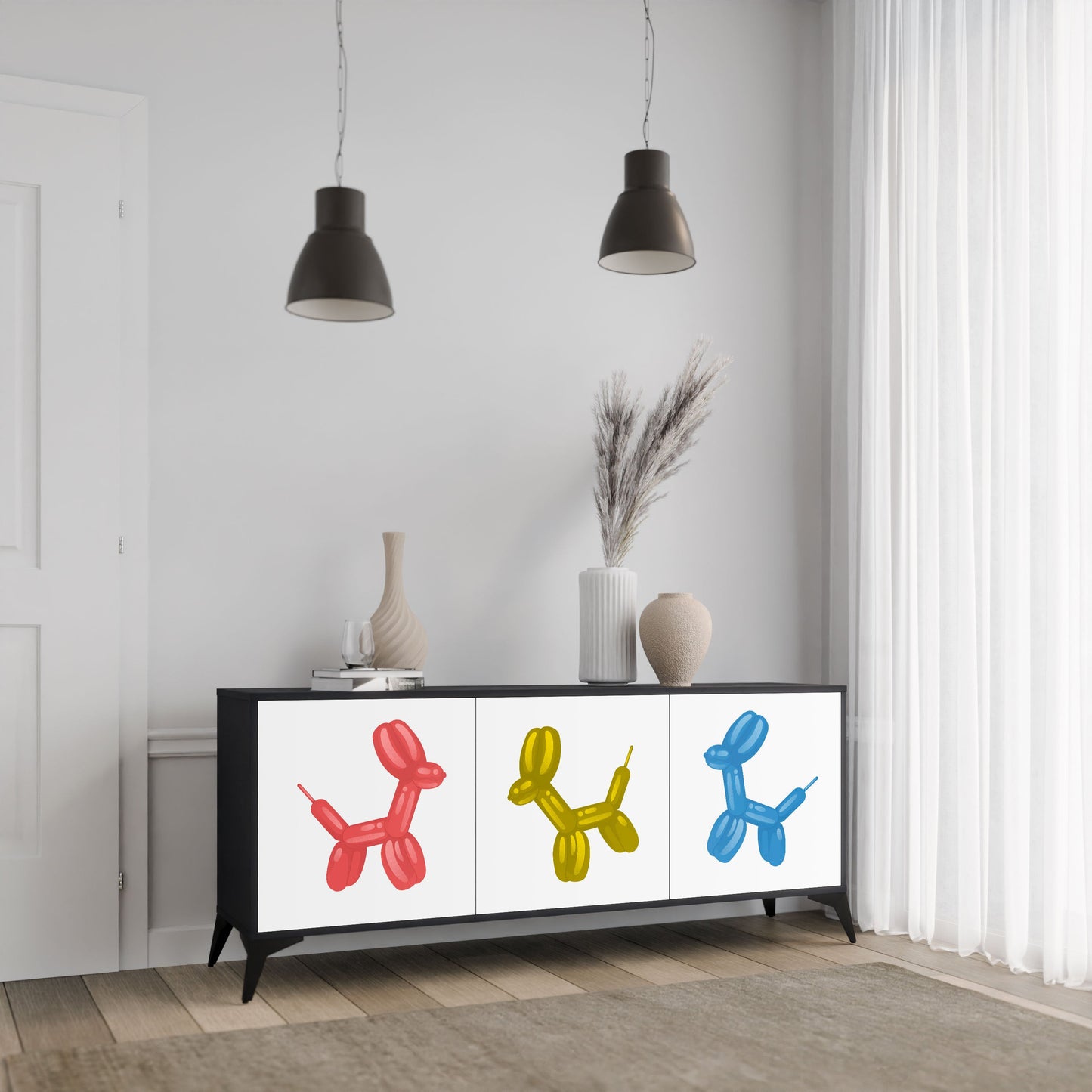 Credenza a 3 ante CHILDHOOD MEMORY in finitura nera