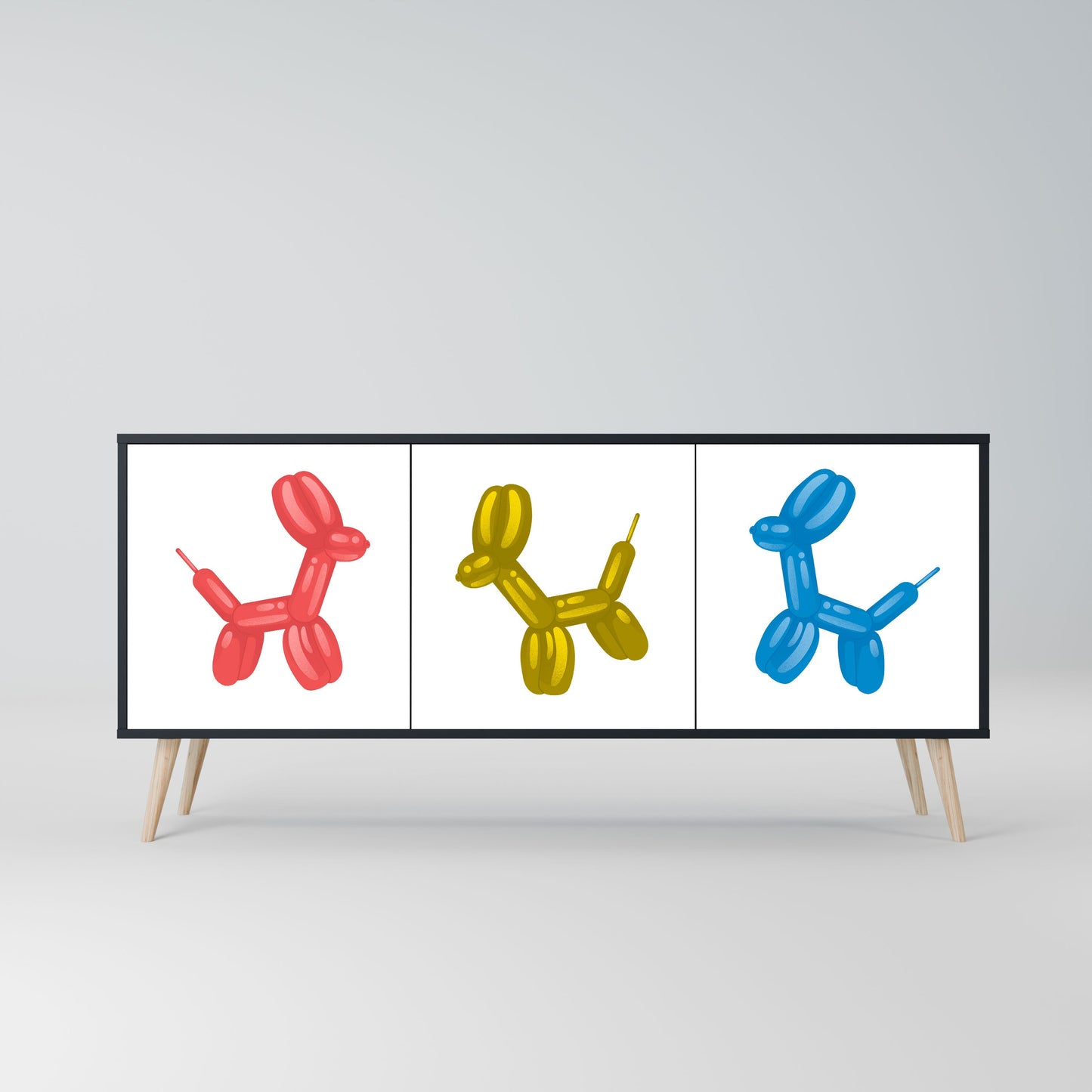 Credenza a 3 ante CHILDHOOD MEMORY in finitura nera