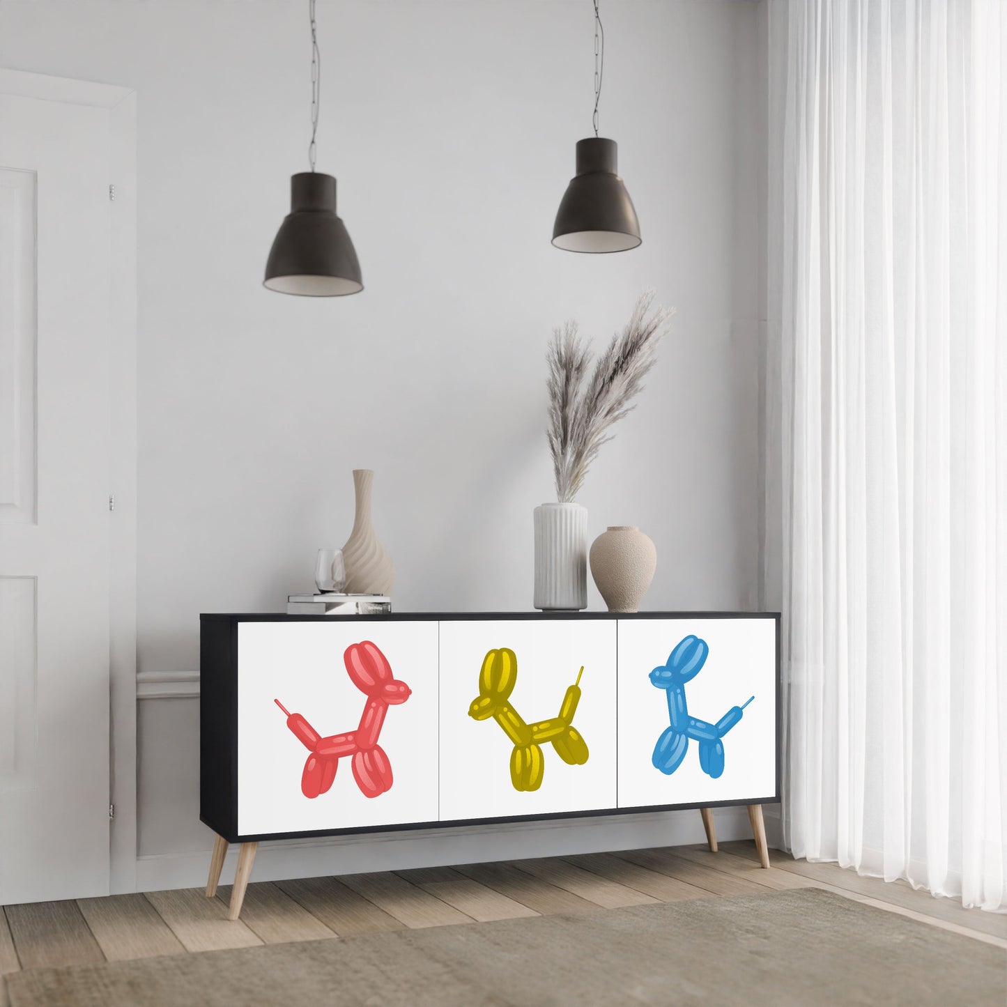 Credenza a 3 ante CHILDHOOD MEMORY in finitura nera