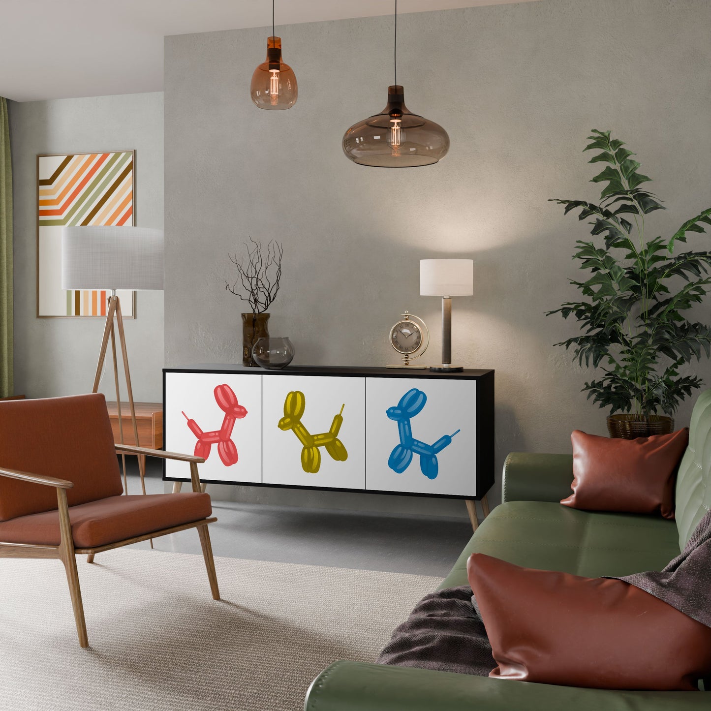 Credenza a 3 ante CHILDHOOD MEMORY in finitura nera