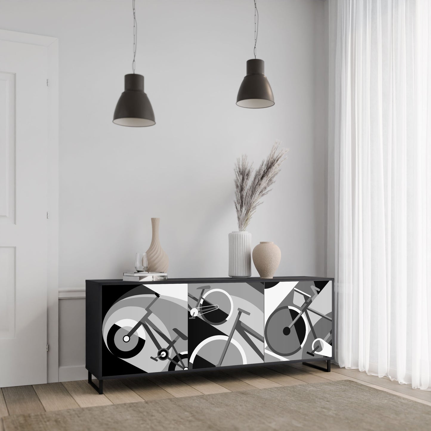 Credenza BIKE ENERGY a 3 ante con finitura nera