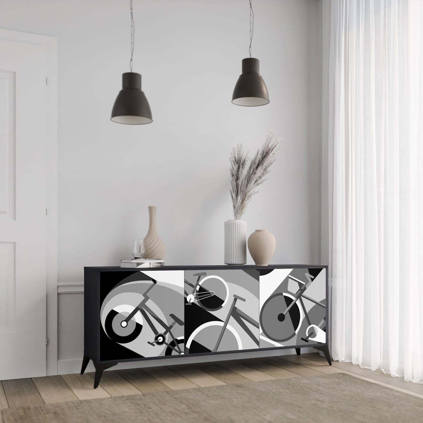 Credenza BIKE ENERGY a 3 ante con finitura nera