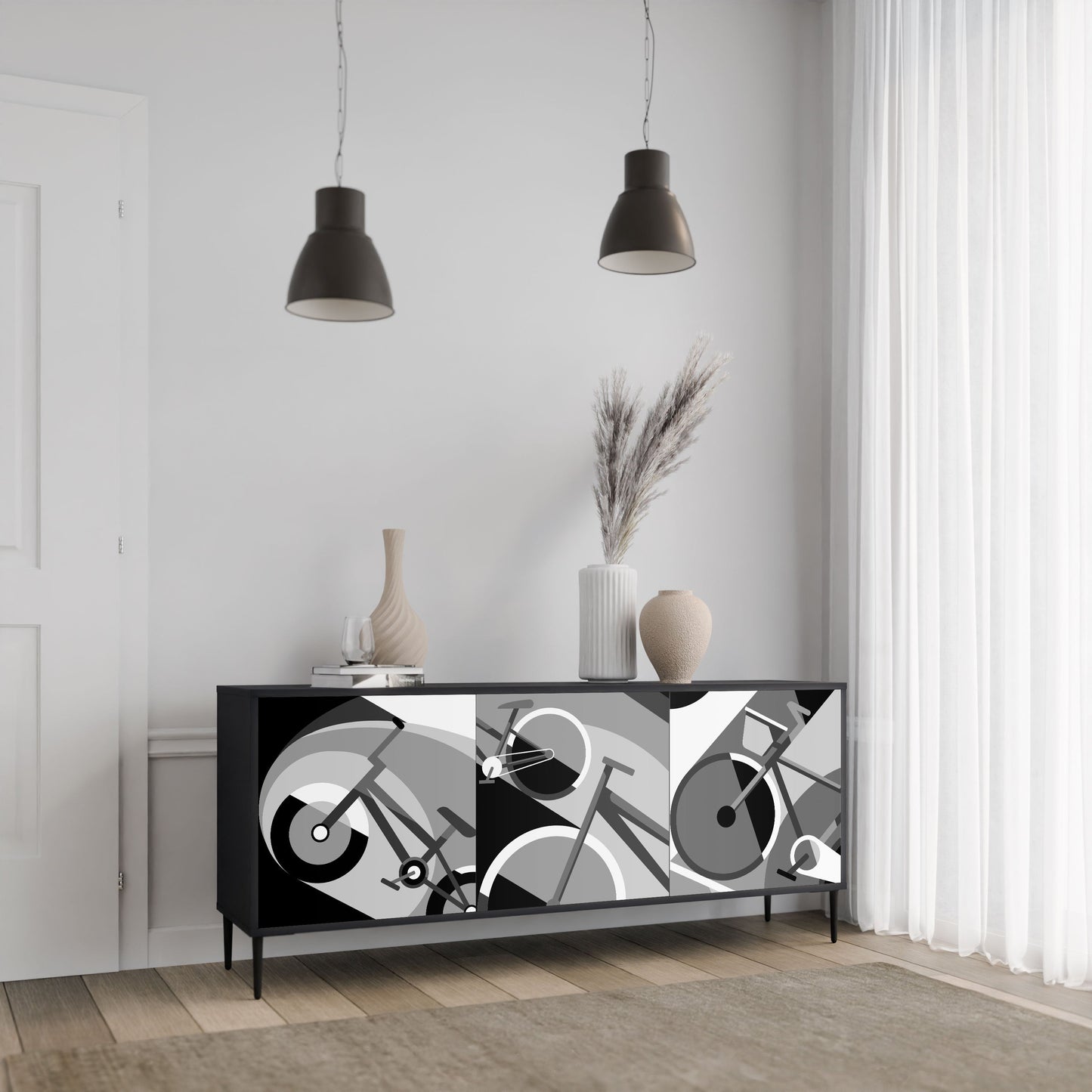 Credenza BIKE ENERGY a 3 ante con finitura nera