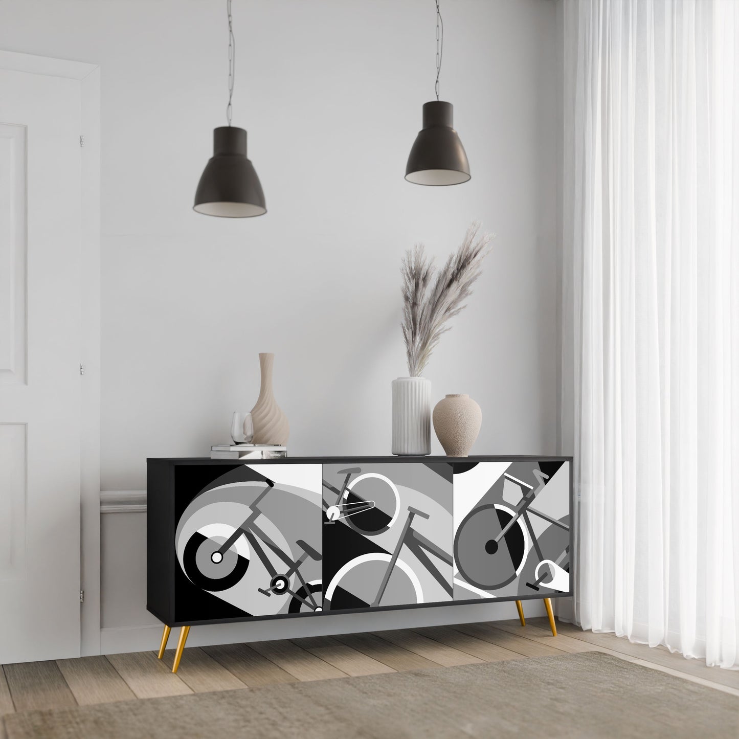 Credenza BIKE ENERGY a 3 ante con finitura nera