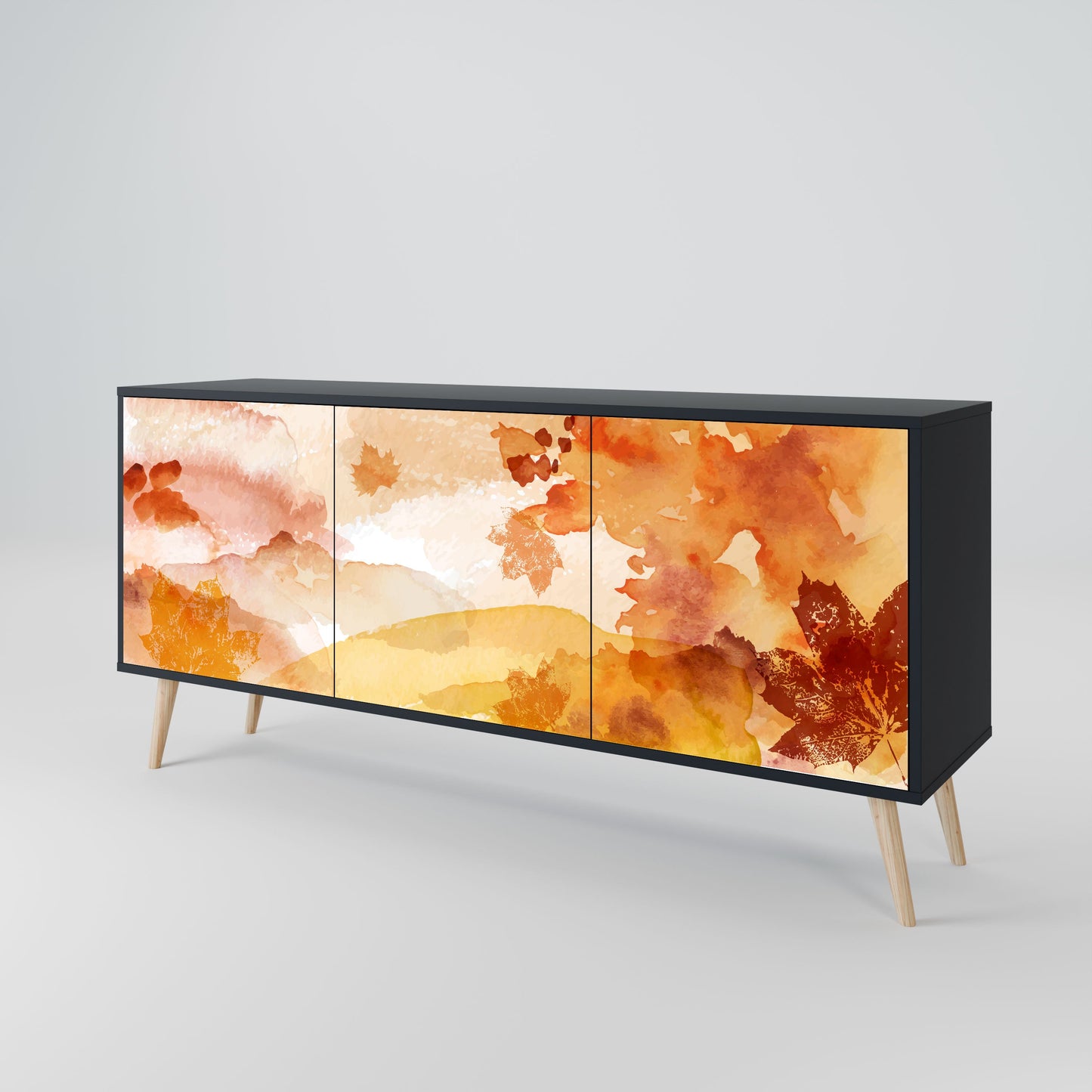 TRACES OF AUTUMN 3-Door Sideboard in Black Finish