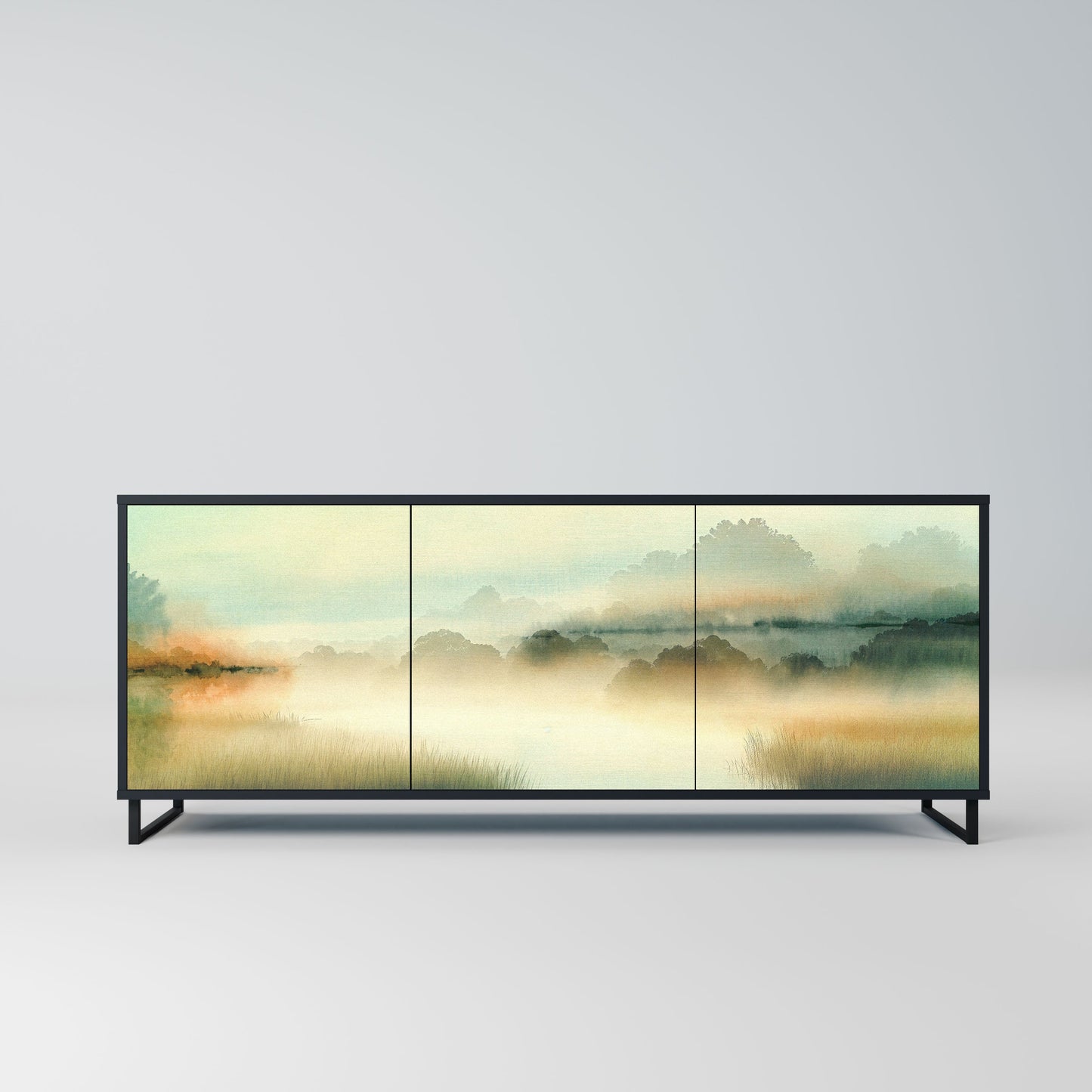 Credenza MORNING BY THE LAKE a 3 ante in finitura nera